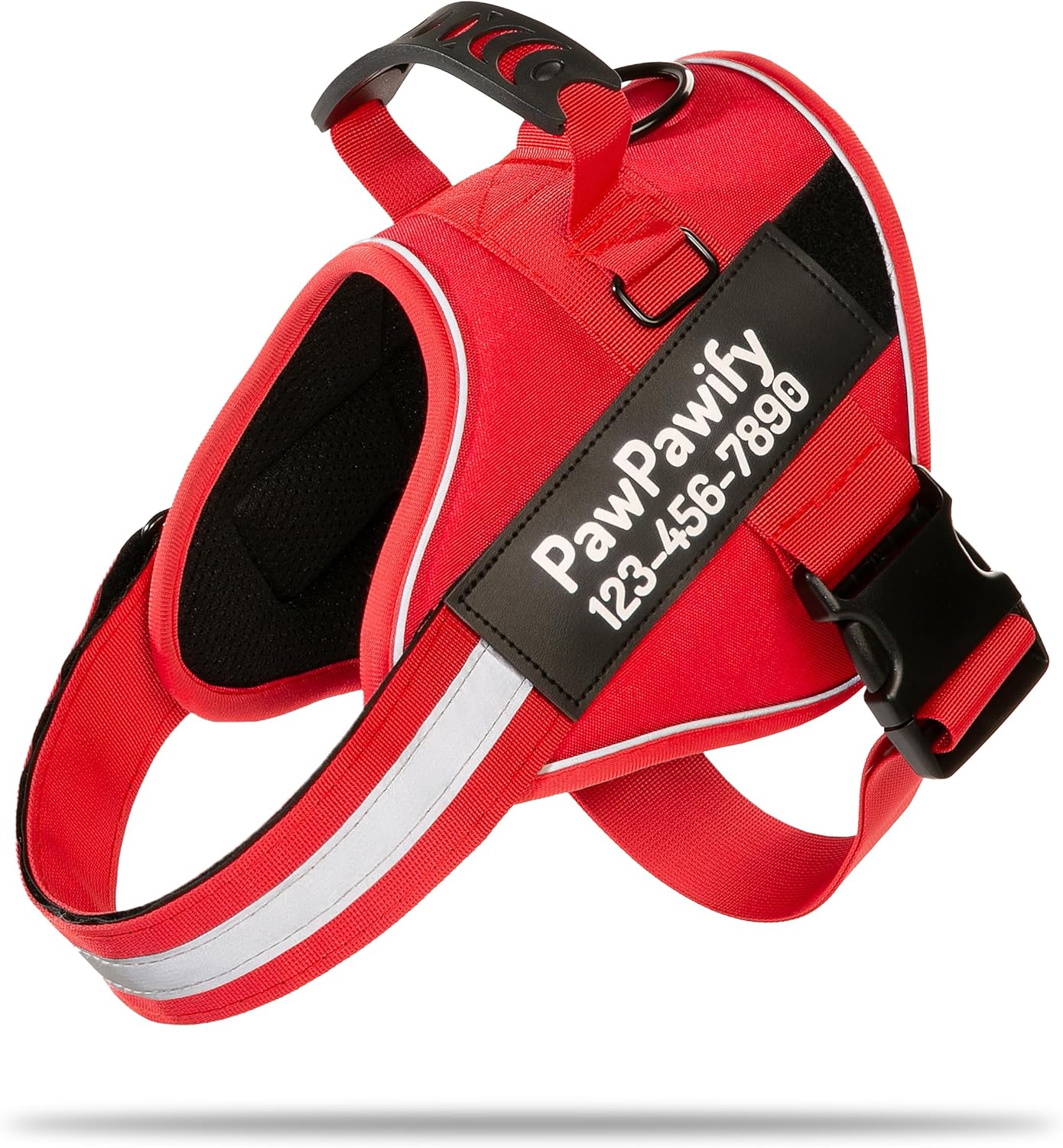 PawPawify Custom No Pull Dog Harness with Name and Phone Number, Heavy Duty Personalized Pet Vest to Prevent Tugging, Pulling, or Choking, Training and Walking (New Red, L (40-60 LBS))