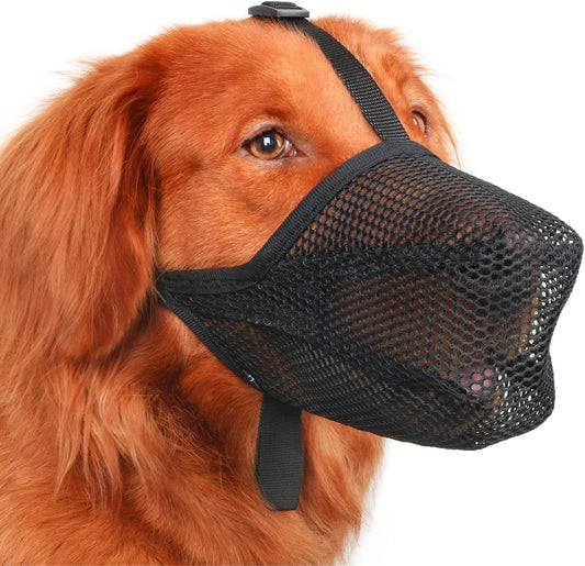 Mayerzon Dog Muzzle, Patented Soft Mesh Muzzle for Small Medium Large Dogs for Scavenging Biting Licking and Chewing, Allows to Pant and Drink (XXS, Black)
