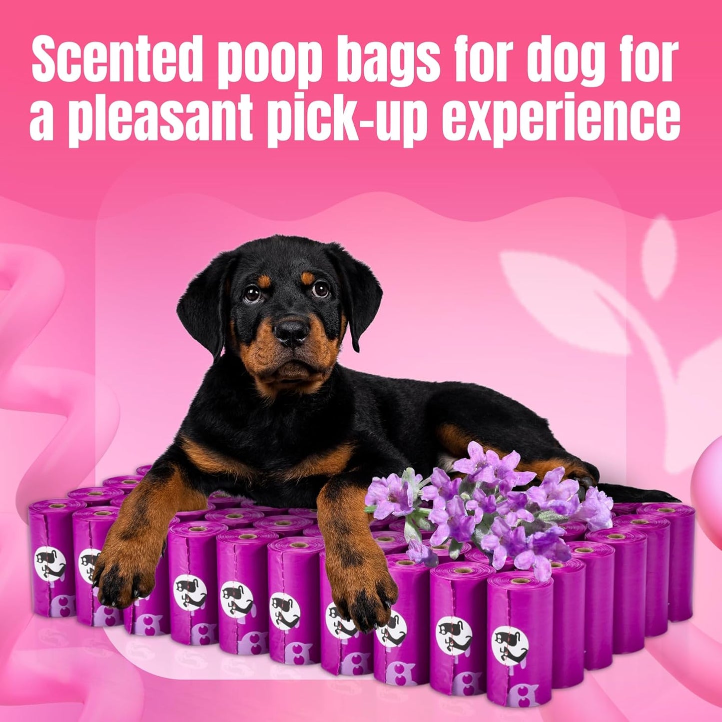 Pet N Pet Poop Bags for Dogs, 960 Counts Lavender Scented Dog Poop Bags Rolls, USDA Certified 38% Plant Based & 62% PE Dogs Waste Bag, Doggie Poo Bag