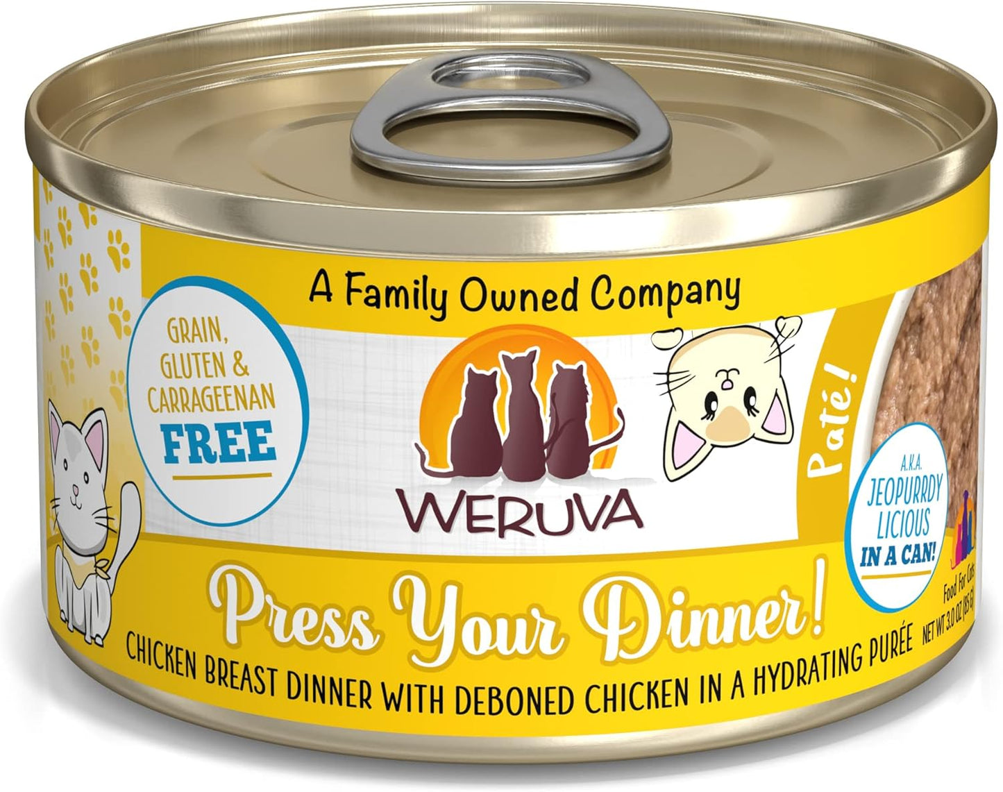 Weruva Classic Cat Paté, Press Your Dinner with Chicken, 3oz Can (Pack of 12)