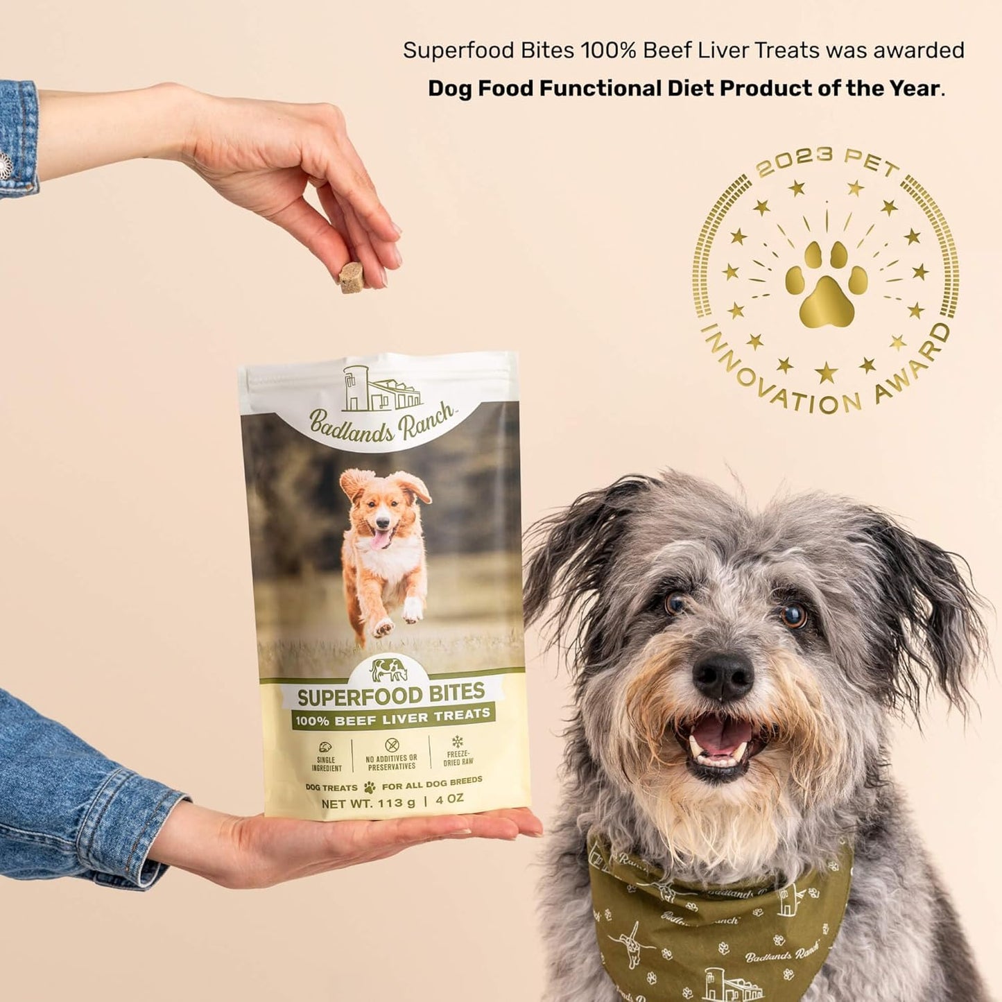 BADLANDS RANCH - Superfood Bite, Freeze-Dried Raw Dog Treats - Protein Rich, Train & Reward, Traceable Single Ingredient by Katherine Heigl (Beef Liver)