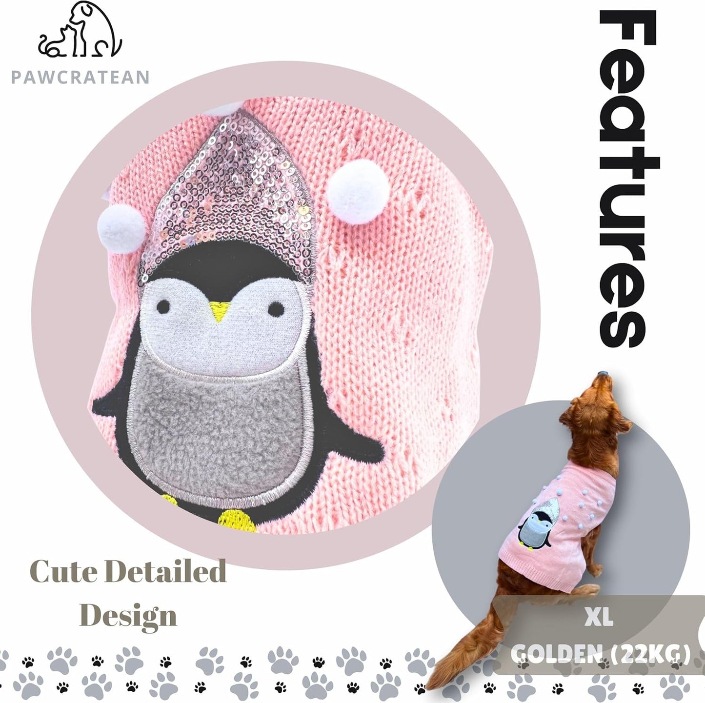 Cute Sweater for Dogs and Cats Soft Flannel Pet Outfit Warm and Cozy Animal Hoodie Small to Large Pet Clothes for Halloween Parties and Everyday Wear (Medium, Pink Pinguin)