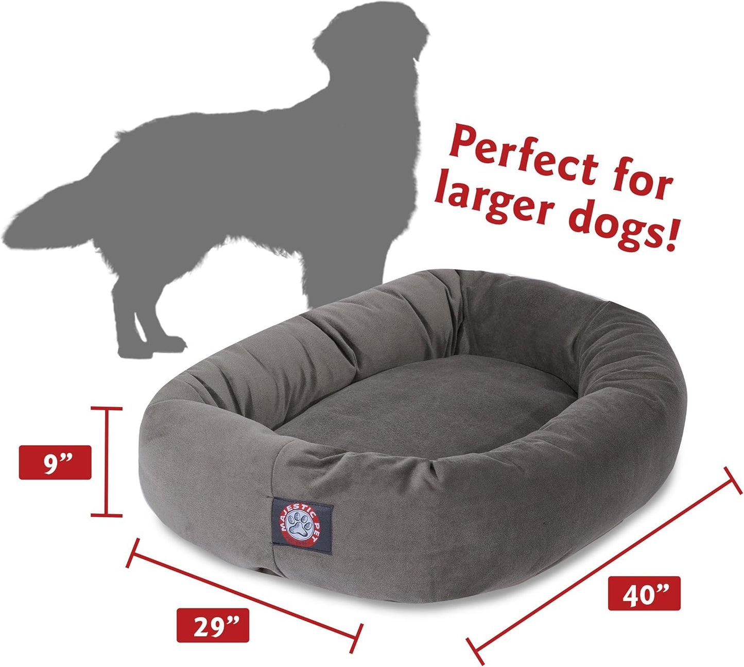 Majestic Pet Villa 32 Inch Shredded Memory Foam Dog Bed for Medium Sized Dogs 32x23x7 Inch–Orthopedic Dog Bed - Durable Pet Bed - Washable Medium Pet Bed with Head Support-Orange