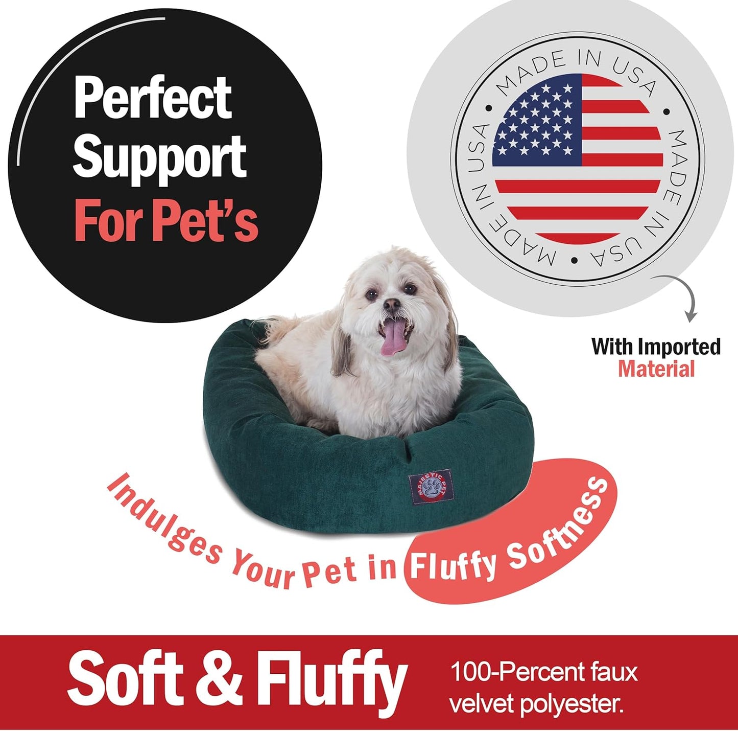 Majestic Pet Villa 24 Inch Shredded Memory Foam Dog Bed for Small Sized Dogs 24x19x7 Inch–Orthopedic Dog Bed - Durable Pet Bed - Washable Small Pet Bed with Head Support-Marine