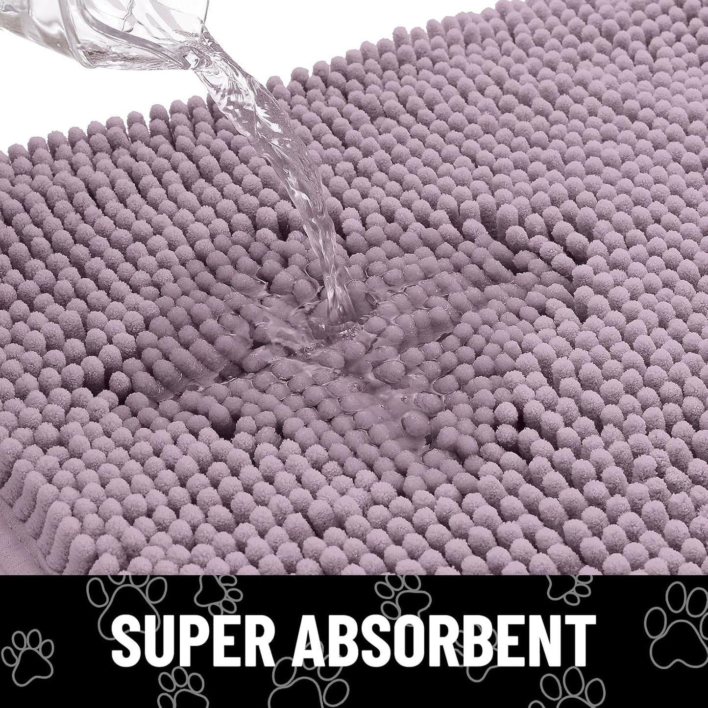 Smiry Dog Door Mat for Muddy Paws, Absorbent Dirt Trapper Non Slip Quick Dry Washable Chenille Mat for Mud Dogs, Entry Rug for Indoor and Outdoor (48x30 Inches, Deep Plum)