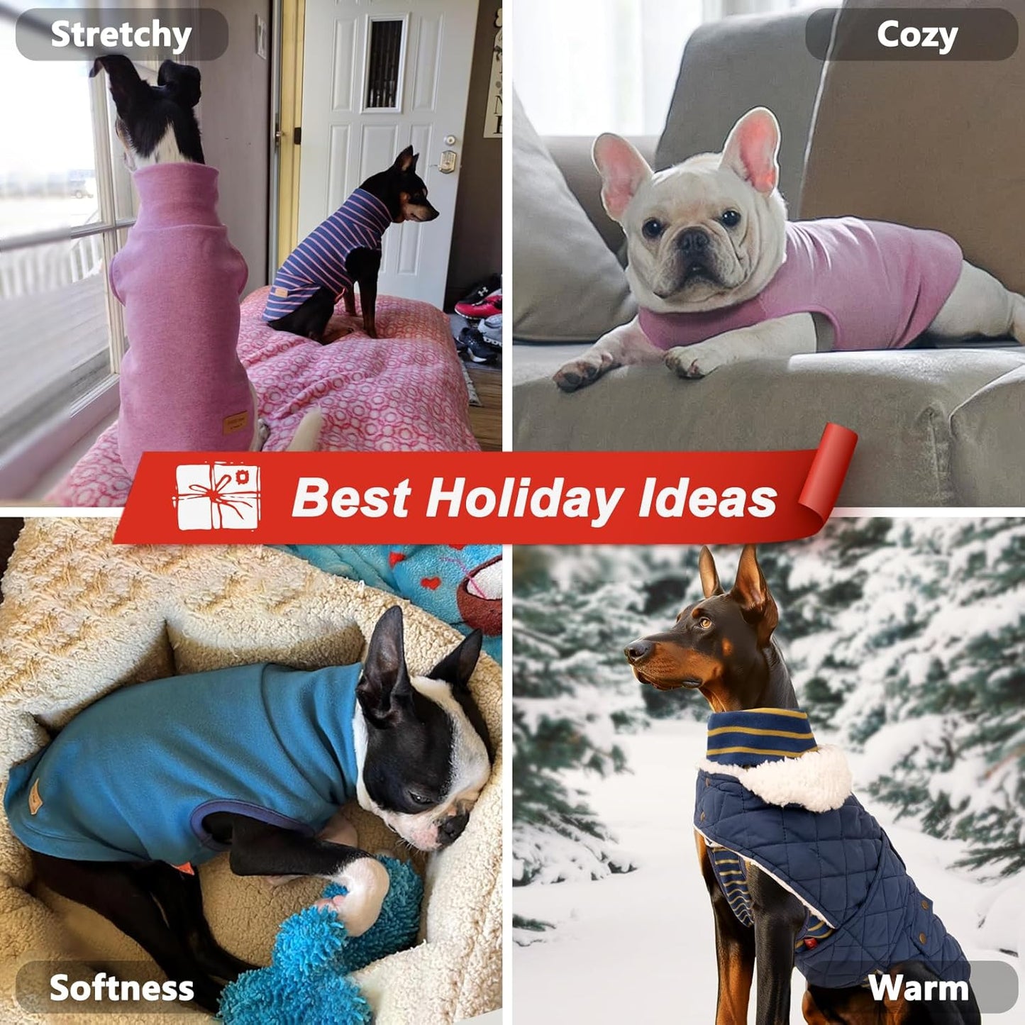 KYEESE 2Pack Dog Sweater Turtleneck Pet Clothes Warm Dogs Coats Stretchy Large Dog Sweaters for Medium Dogs Boy Pullover Pet Sweatshirt