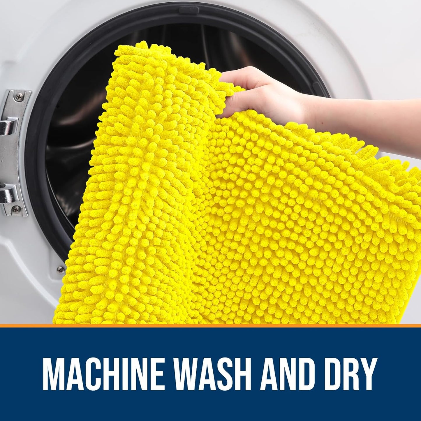 OLANLY Dog Door Mat for Muddy Paws 36x24, Absorbs Moisture and Dirt, Absorbent Non-Slip Washable Doormat, Quick Dry Chenille Mud Mat, Entry Indoor Entryway Carpet for Inside Floor, Lemon Yellow