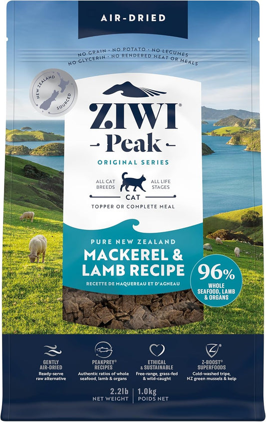 ZIWI Peak Air-Dried Cat Food – Mackerel & Lamb - All Natural, High Protein, Grain Free, Limited Ingredient w/ Superfoods (35.2oz)