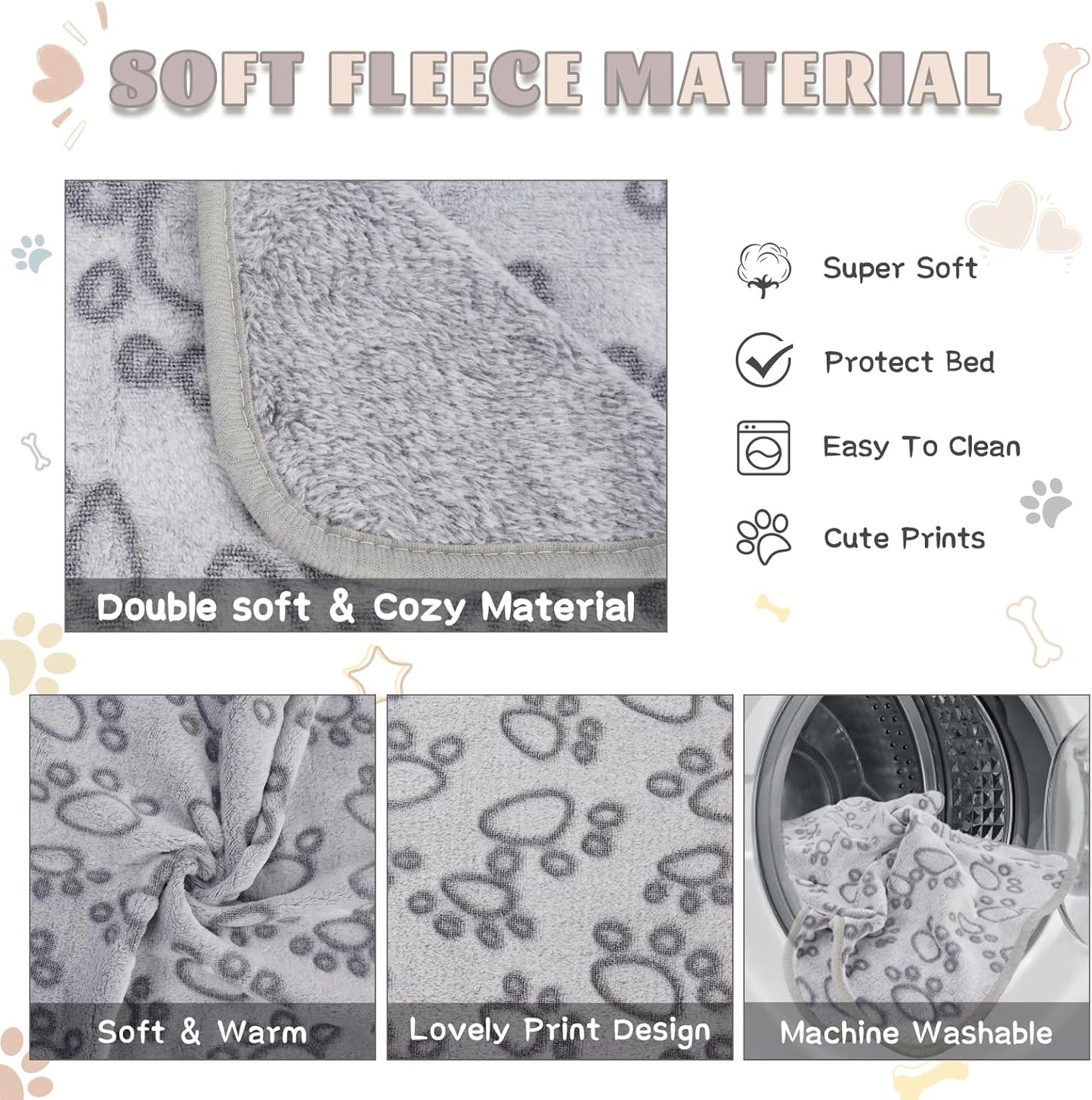 6 Pack Guinea Pig Cage Liner, Washable Guinea Pig Fleece Blankets Beding Accessories, Flannel Throw Warm Sleep Mat, Pet Pee Pads for Small Animal Hamster Rabbit Puppy Cat (30x20 Inch)