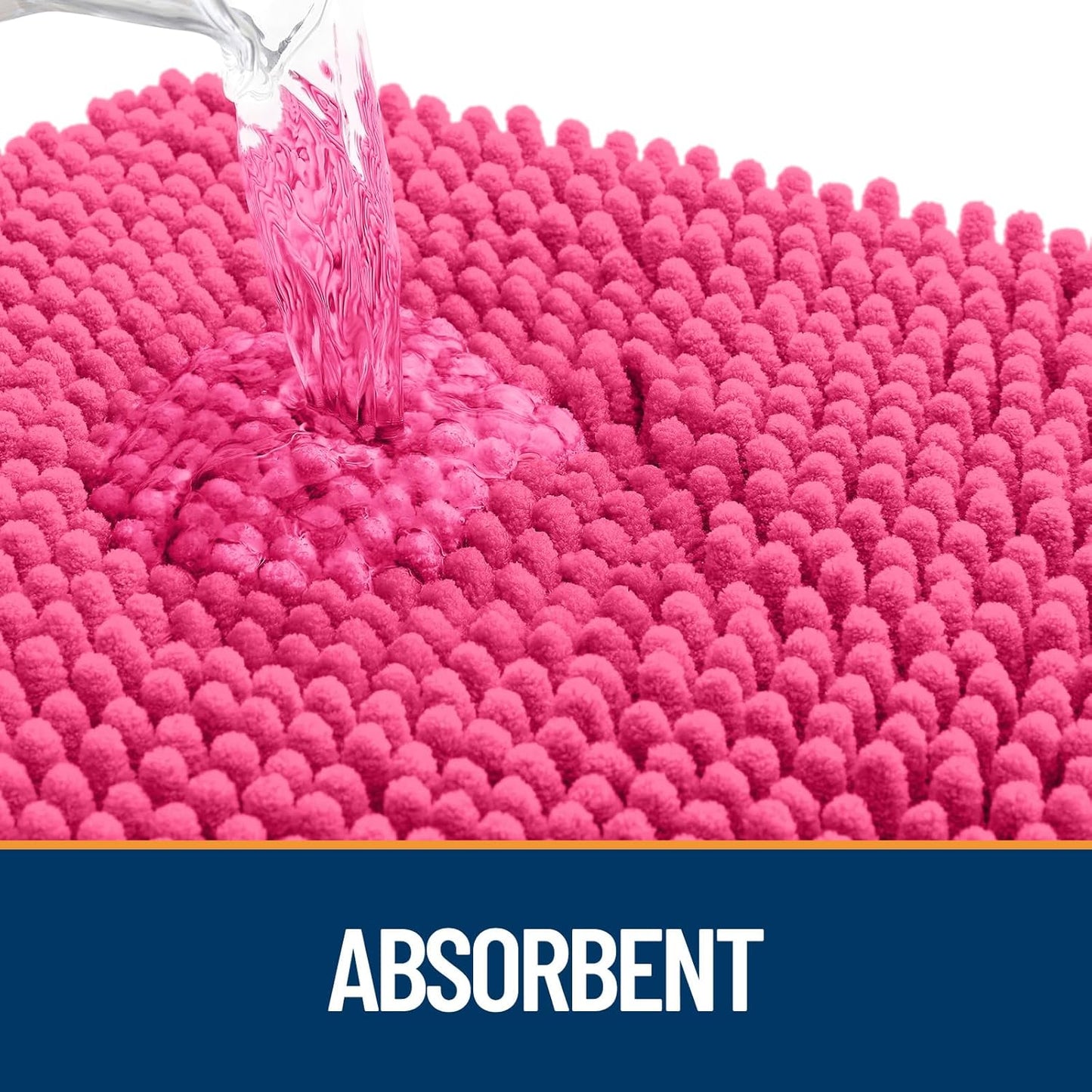 OLANLY Dog Door Mat for Muddy Paws 44x32, Absorbs Moisture and Dirt, Absorbent Non-Slip Washable Doormat, Quick Dry Chenille Mud Mat for Dogs, Entry Indoor Entryway Carpet for Inside Floor, Hot Pink