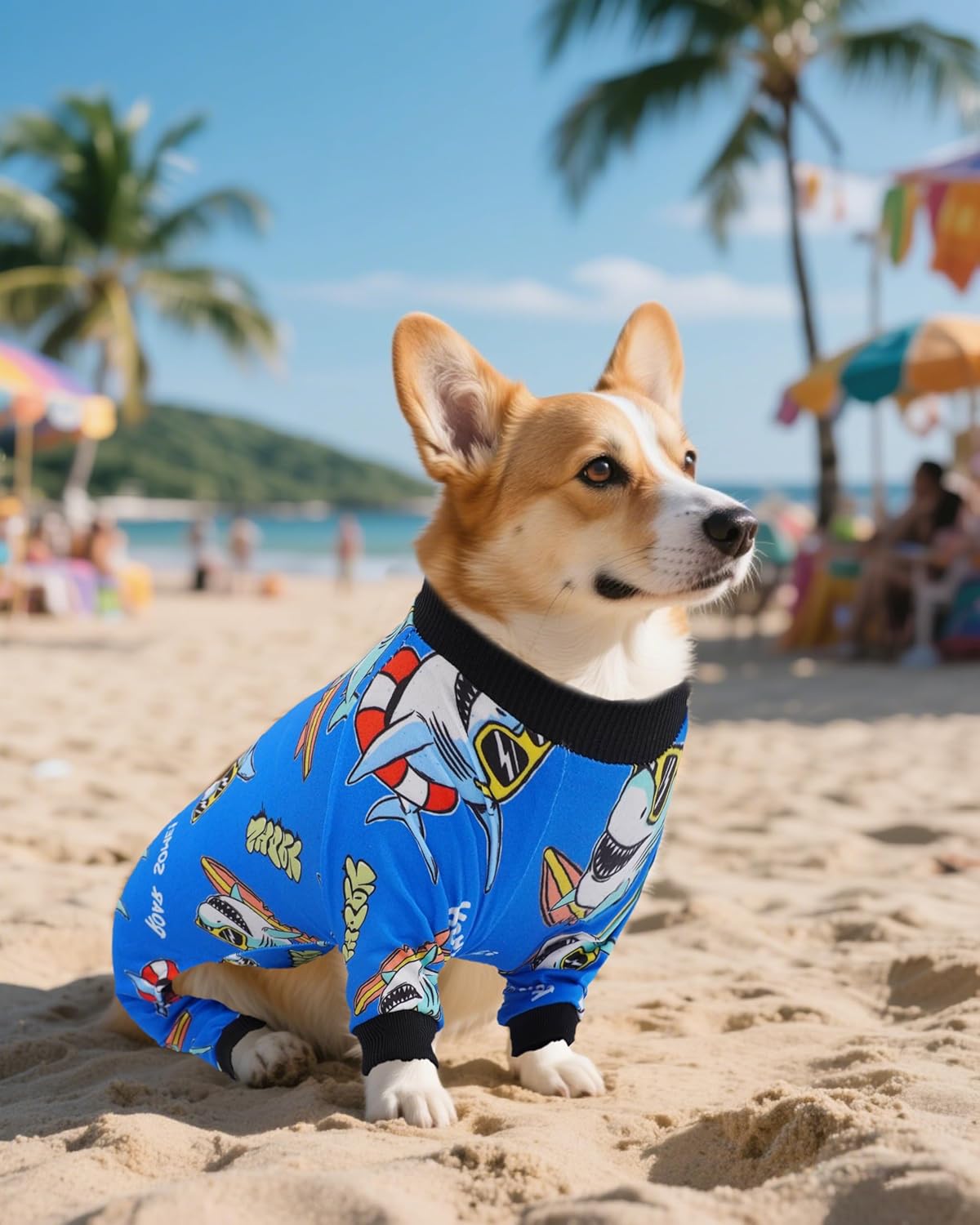 PET SHOW 4 Pack Dog Pajamas Dinosaur Shark for Medium Large Dogs Boy Soft Stretchy PJs Plaid Jumpsuit Dog Paw Onesies Outfits with Sleeve Pets Breathable Summer Clothes Costume XXL