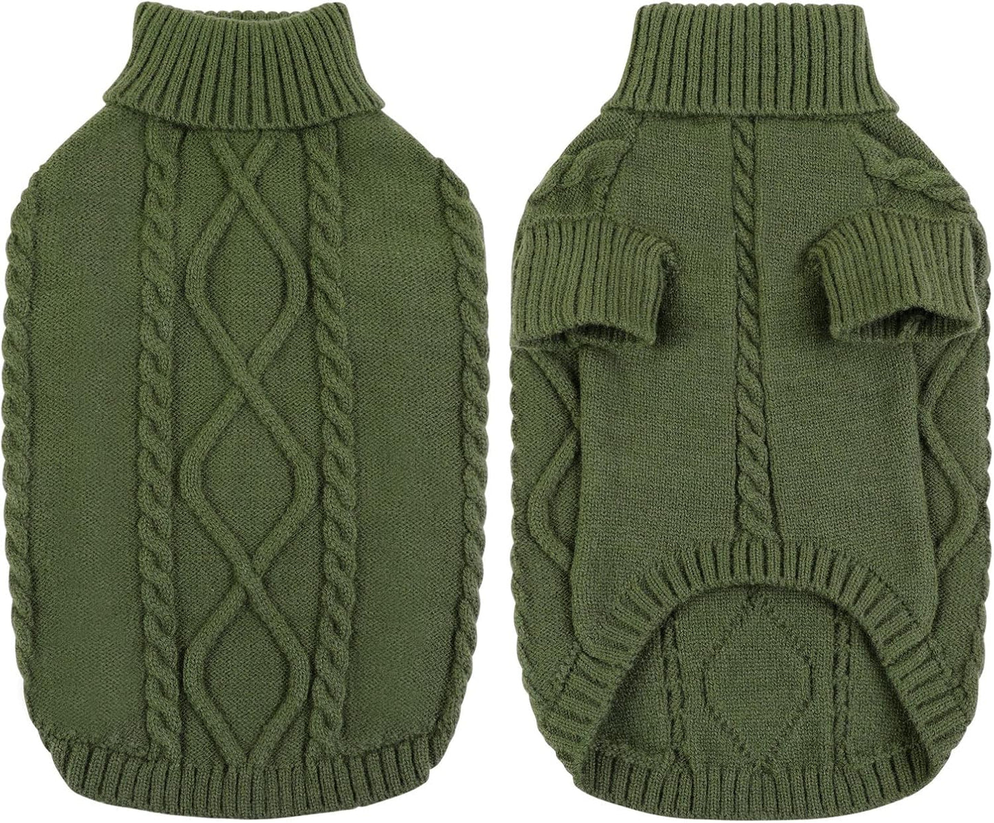 Queenmore Dog Sweater for Large Size Pet,Pitbull Dog Sweater,XXL Doggy Sweater for Labrador Retriever,Cold Weather Warm Knitted Pet Sweatershirt for Boy Girl Dogs (Army Green,2XL)