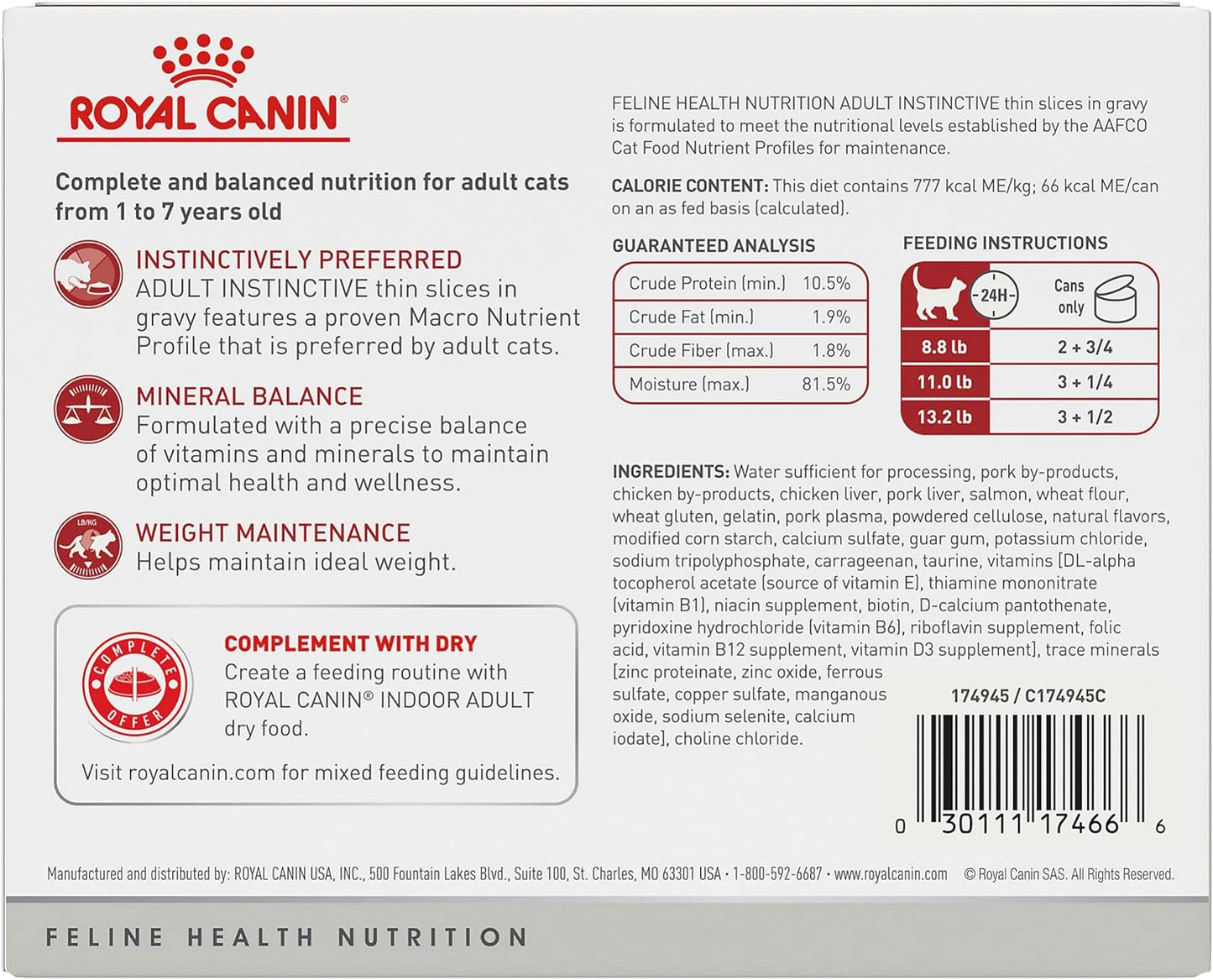Royal Canin Adult Instinctive Thin Slices in Gravy Wet Cat Food, 3 oz., 6-Pack