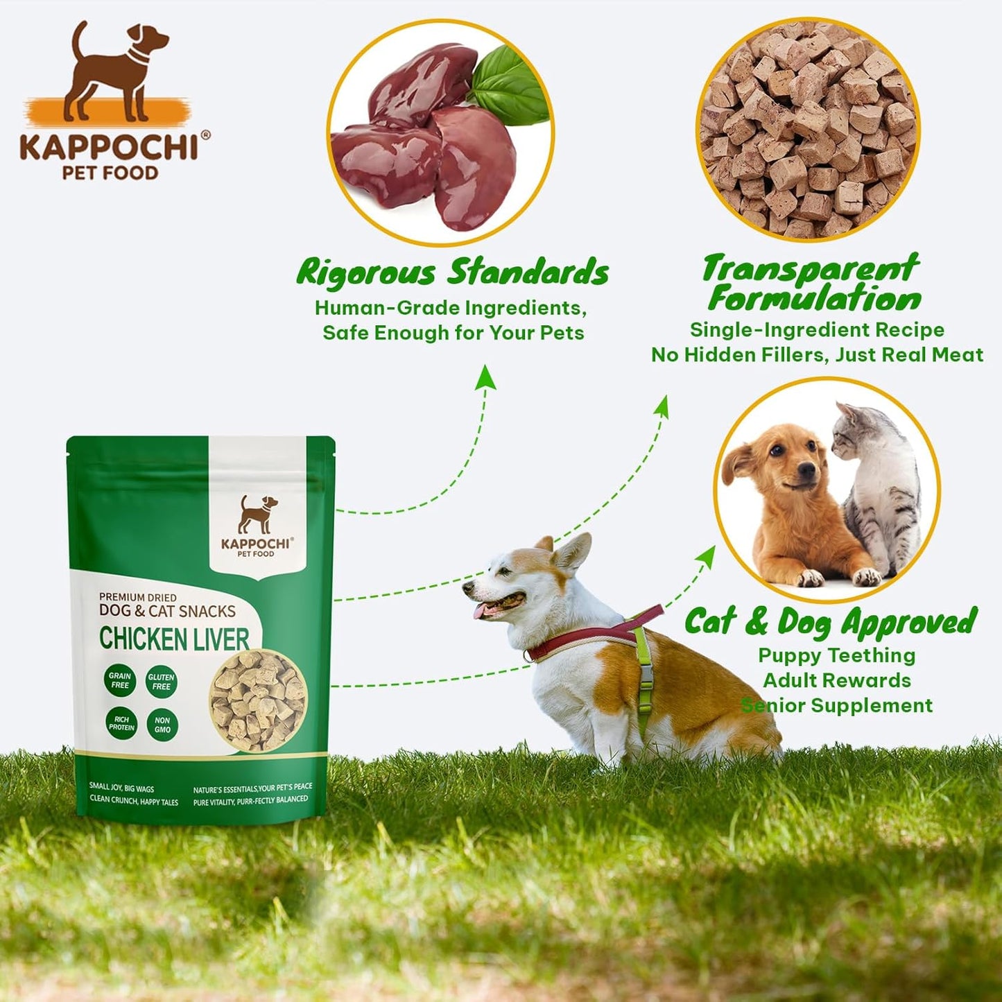 Freeze-Dried Chicken Liver Dog Treats, 3.5oz(100.0g), Single Ingredient, High Protein Training Treats, Natural & Raw, No Additives, Grain Free, Gluten Free