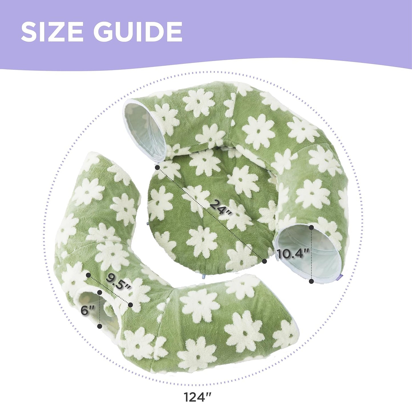 Lesure Large Cat Tunnel Bed - Cute Donut Bed for Indoor Cats with Washable Circle Cushion, Round Pet Peekaboo Cave Toy for Multi Kitten/Puppy/Rabbit, Large Green