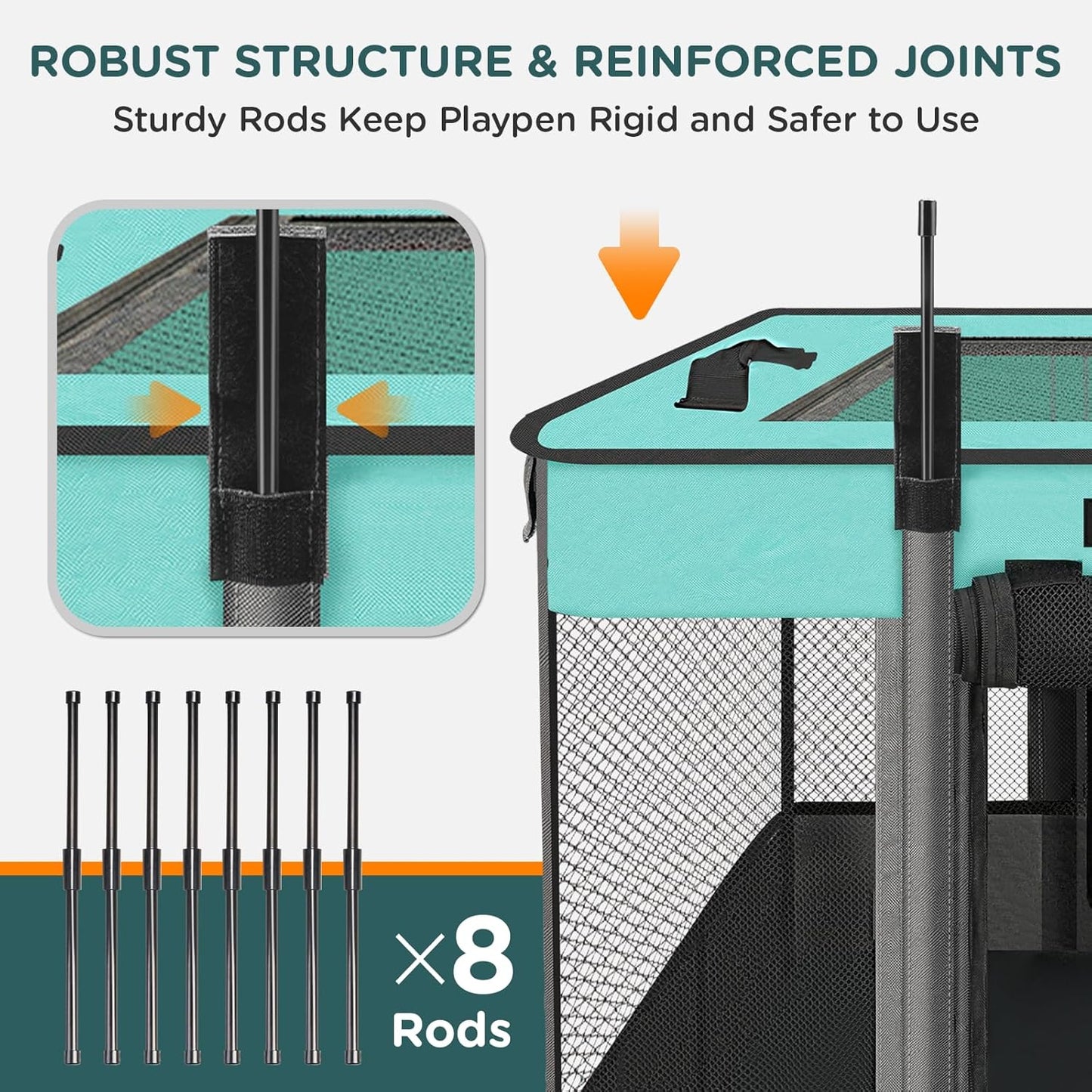 Foldable Pet Kitten Playpen, Waterproof Portable Pet Cat Dog Playpen Kennel Tent for Small Dog Cat, Removable Shade Cover, Come with Free Carrying Case, Indoor Outdoor Use for Small Animals, BlackTeal