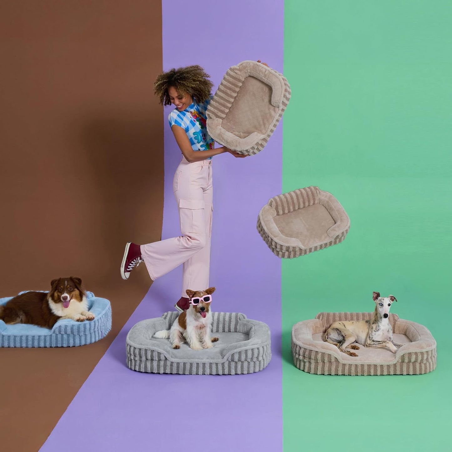 LE SURE Cute Dog Bed for Small Dogs, Orthopedic Waterproof Small Pet Beds with Sides, Non-Slip Bottom and Egg-Crate Foam Puppy Couch Sofa with Washable Removable Cover, Hazel