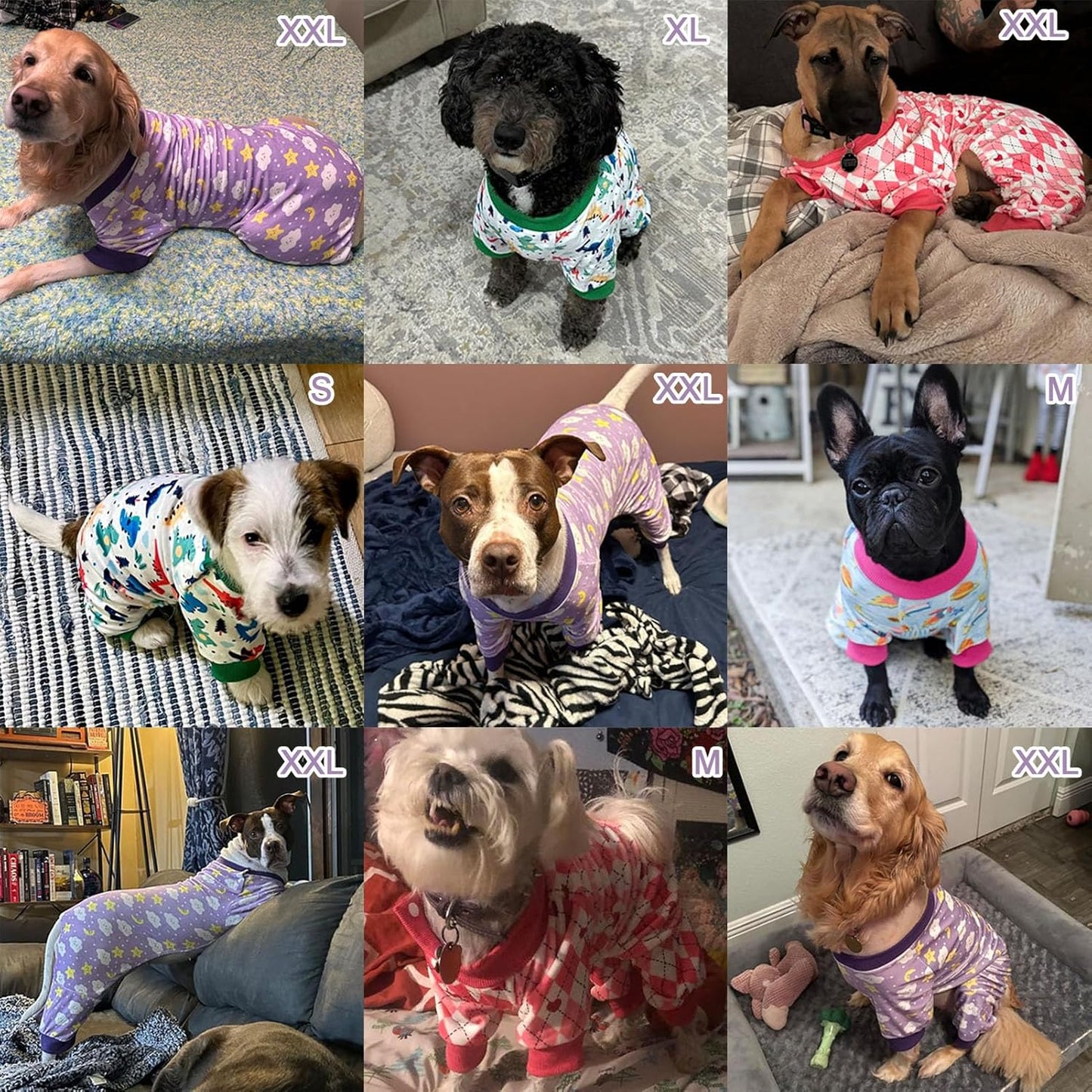 BEAUTYZOO Dog Pajamas Small Sized Dog, Summer Doggie Pajamas for Boy Girl, Soft Strechy Cotton Puppy Pjs Jammies Onesies for Men Women, Pet Jumpsuit Body Suit Cat Apparel Clothes, Purple S