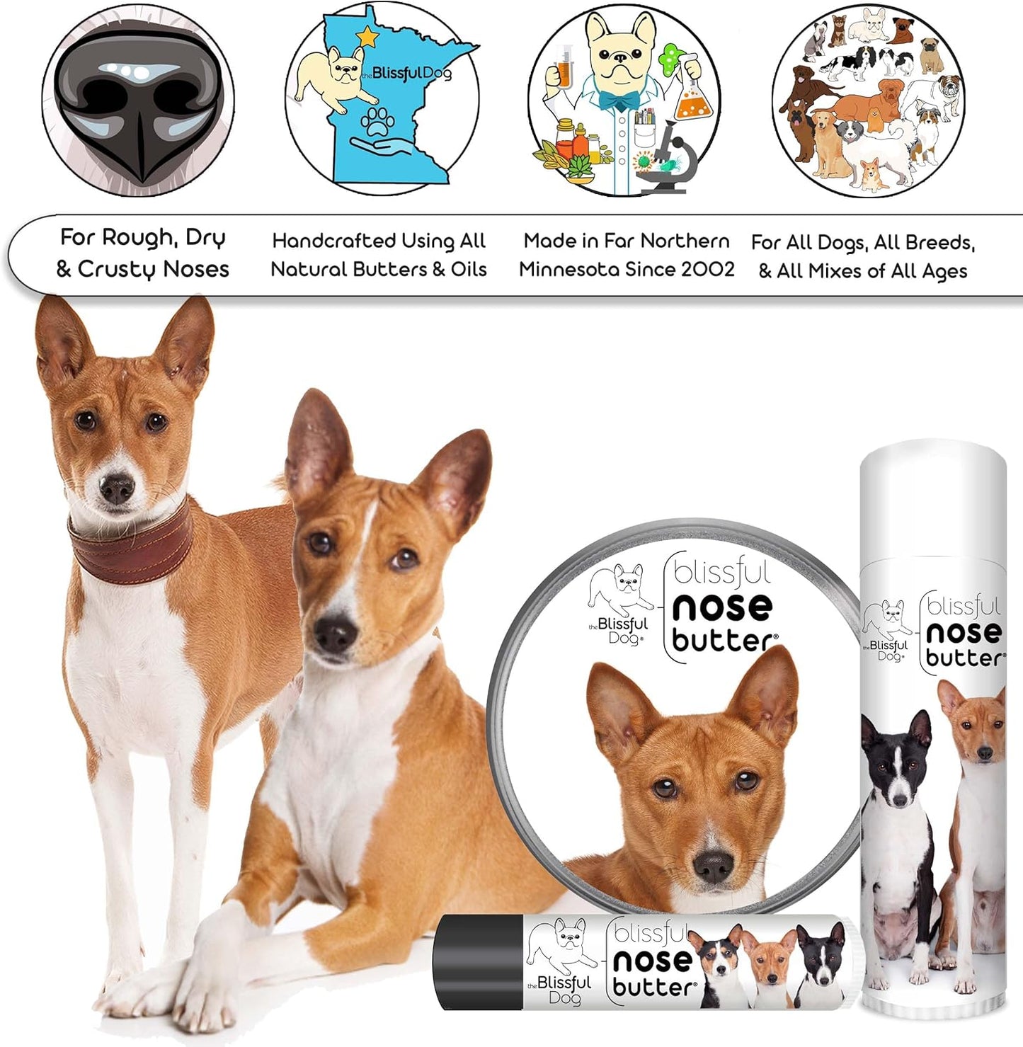 The Blissful Dog Basenji Unscented Nose Butter - Dog Nose Butter, 2 Ounce