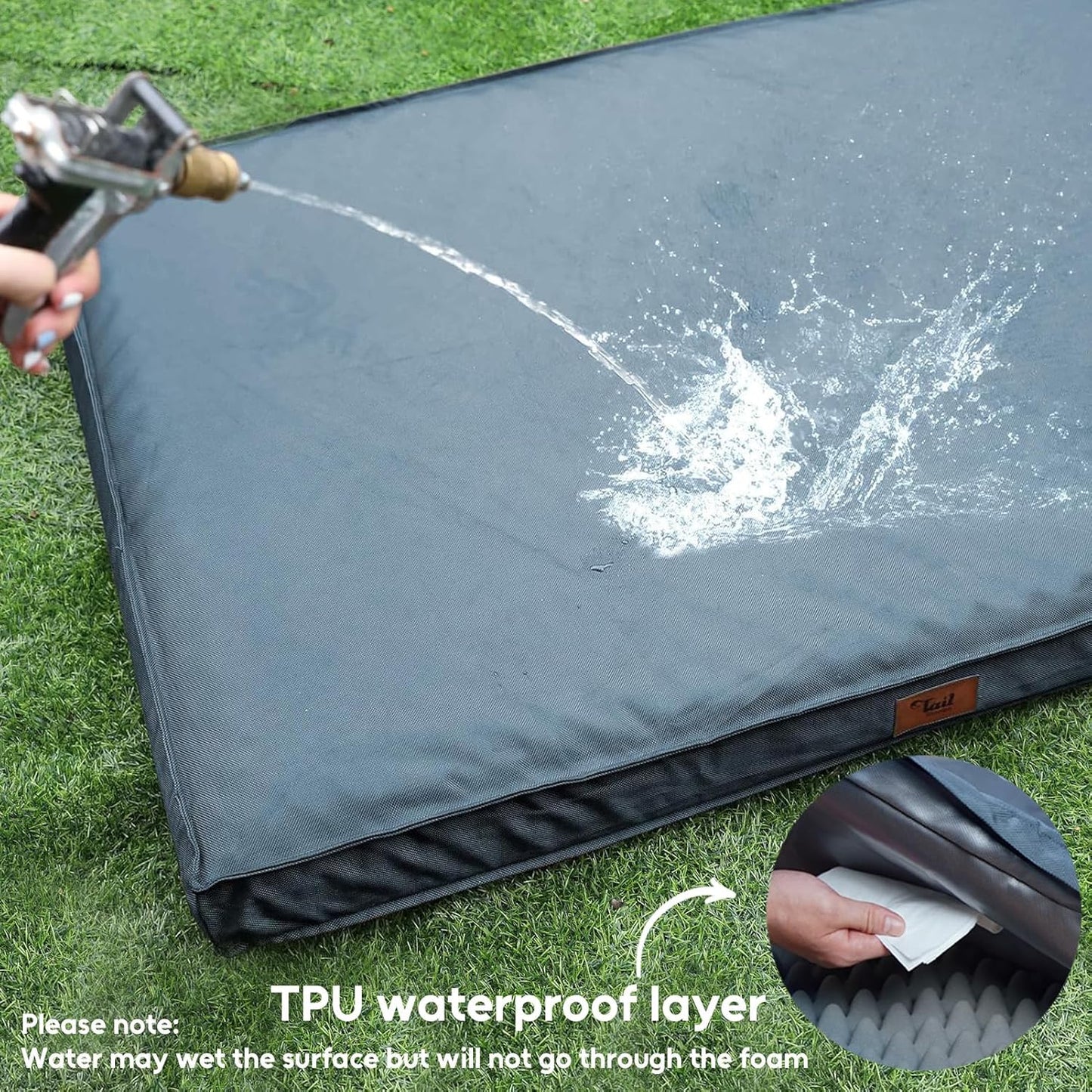 Outdoor Dog Bed for Extra Large Dogs, XL Dog Bed for Large Sized, Egg Crate Foam Dog Bed with Removable Washable Oxford Cooling Cover, Blue