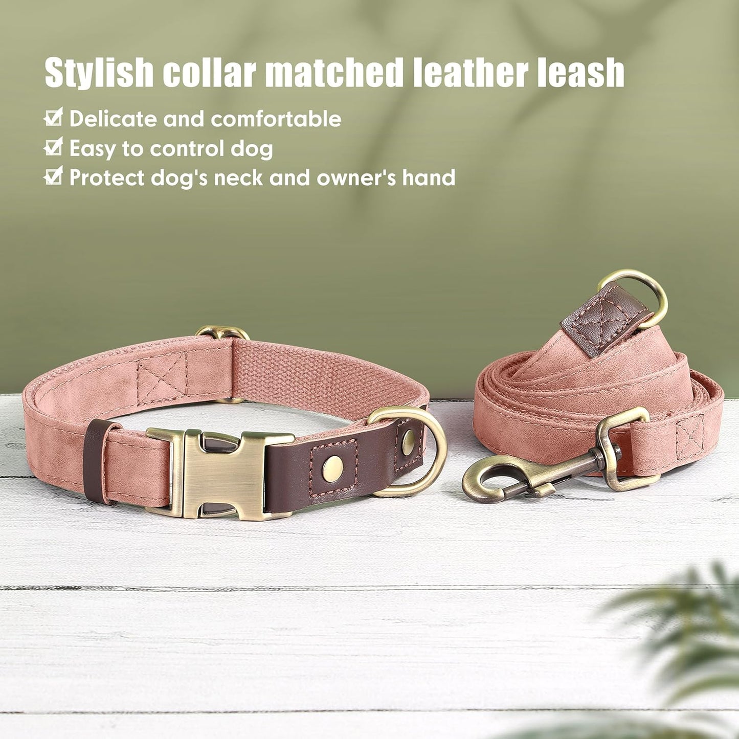 Didog Soft PU Leather Dog Collars for Small Dogs,Classic Adjustable Dog Collars with Quick Release Metal Buckle,Easy Clean and Comfortable with Nylon Lining,Pink,S Neck 10-15"