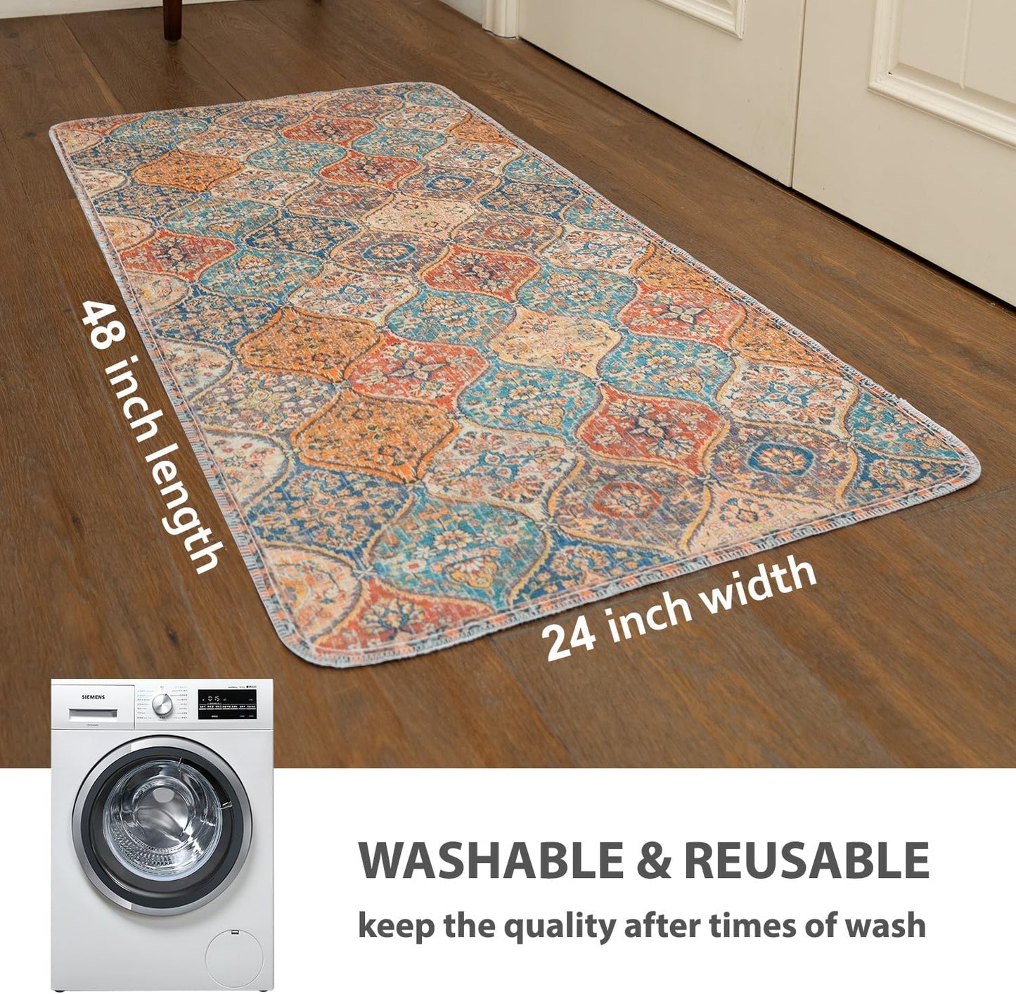 nunubaby 4PACK Washable Pee Pads for Dogs, Stylish, Non-Slip and Leak-Proof Pee Pads. Reusable Potty Pads for Dogs for Crates and Floors.(Cream/Multi, 24" x48")