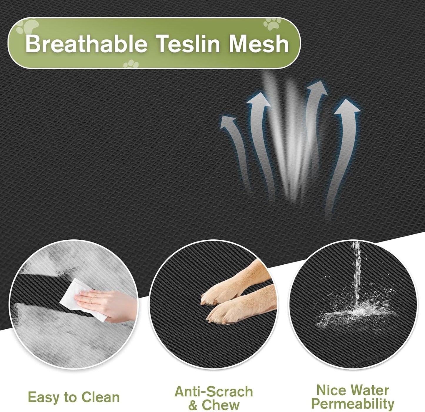 Elevated Dog Bed 35 Inch for Medium Dogs, Breathable Cooling Raised Pet Bed for Backyard or Camping, Portable Indoor & Outdoor Pet Hammock with Non-Slip Feet, Black