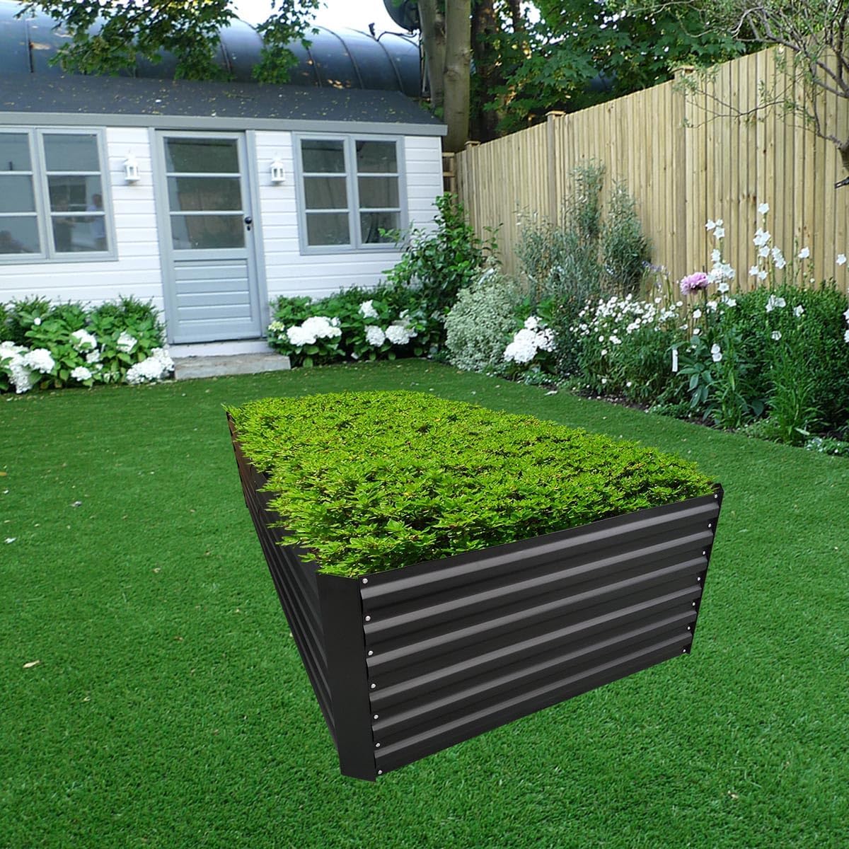 6x4x2FT Metal Raised Garden Bed Kit, Galvanized Outdoor Garden Bed Planter Box for Vegetables, Flowers, Herbs, Succulents and More, Black