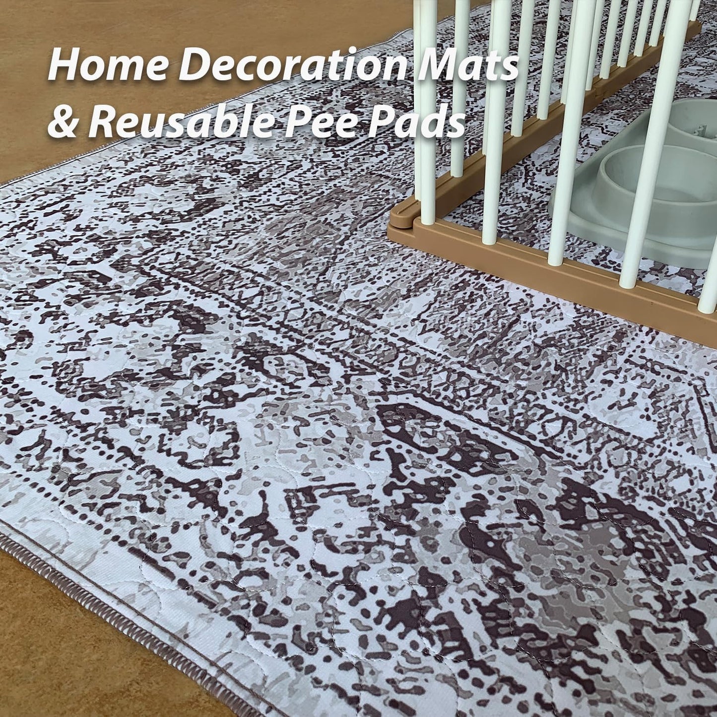 nunubaby 4PACK Washable Pee Pads for Dogs, Stylish, Non-Slip and Leak-Proof Pee Pads. Reusable Potty Pads for Dogs for Crates and Floors.(Brown/Geo, 24" x48")