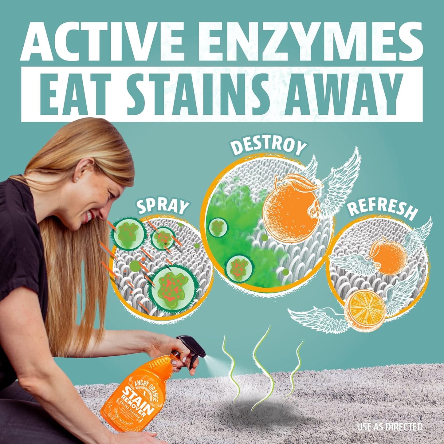 ANGRY ORANGE Pet Stain Remover for Dog Urine and Stains - Enzyme Cleaner - Citrus - Value 2 pack