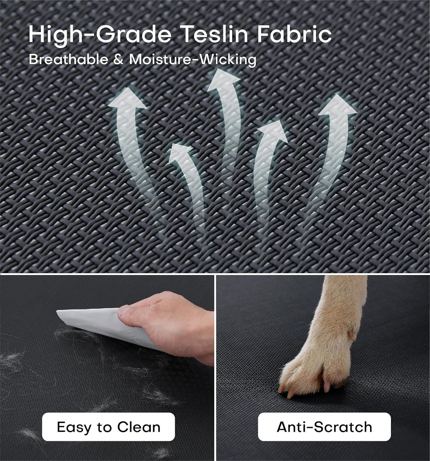 Made4Pets Elevated Cooling Dog Bed for Small Medium Dogs – Raised Pet Cot with Breathable Mesh, No-Slip Feet, Chew-Resistant Frame, Portable Indoor & Outdoor Dog Hammock Bed, 32"x25", Black