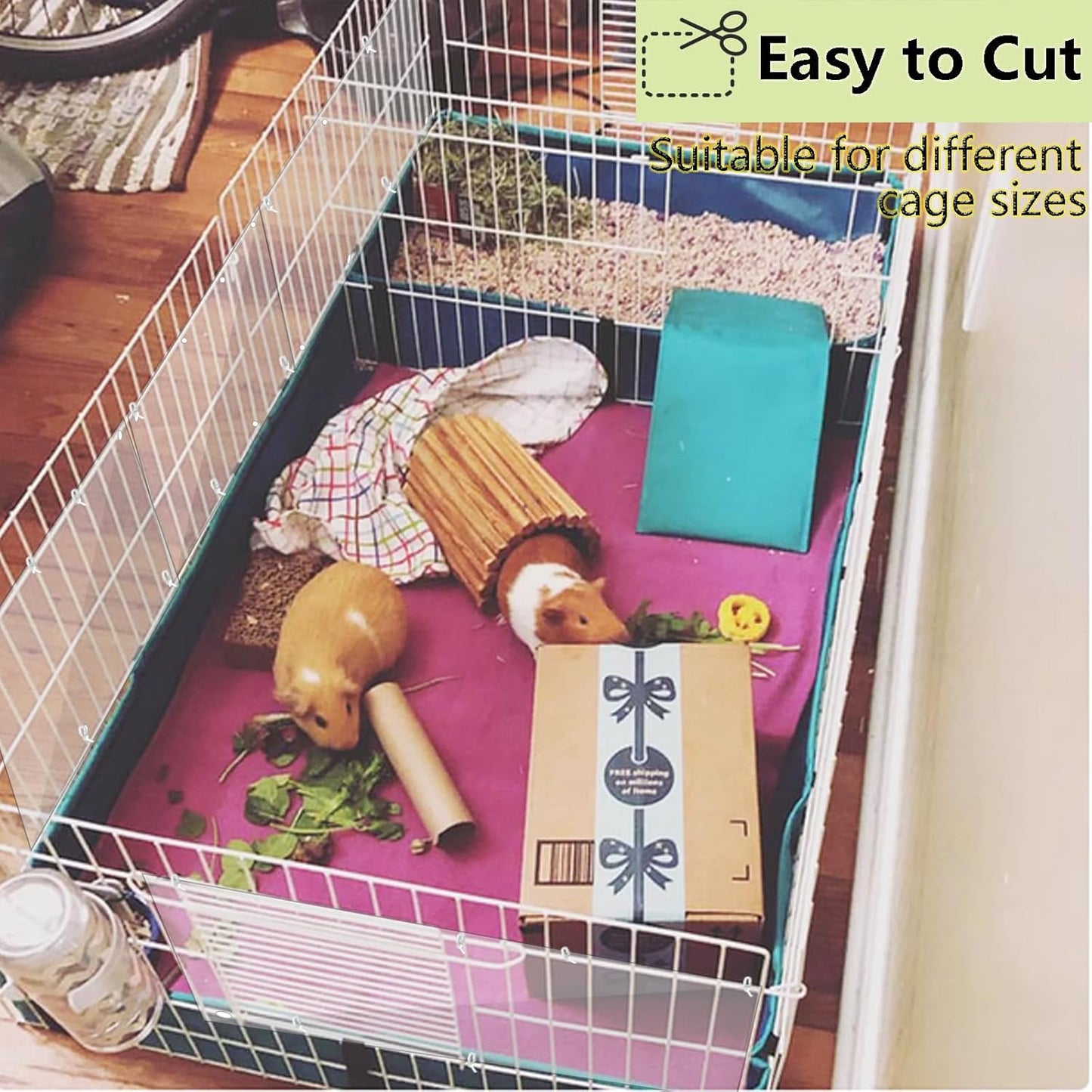 Pet Cage Liner Protection, Rabbit Cage Plastic Panels, 18 PCS Cage Urine Guard for Rabbit, Guinea Pig, Hamster, Hedgehog, Chinchilla, Ferret, Bunny - Transparent, 11.8"x5.9"