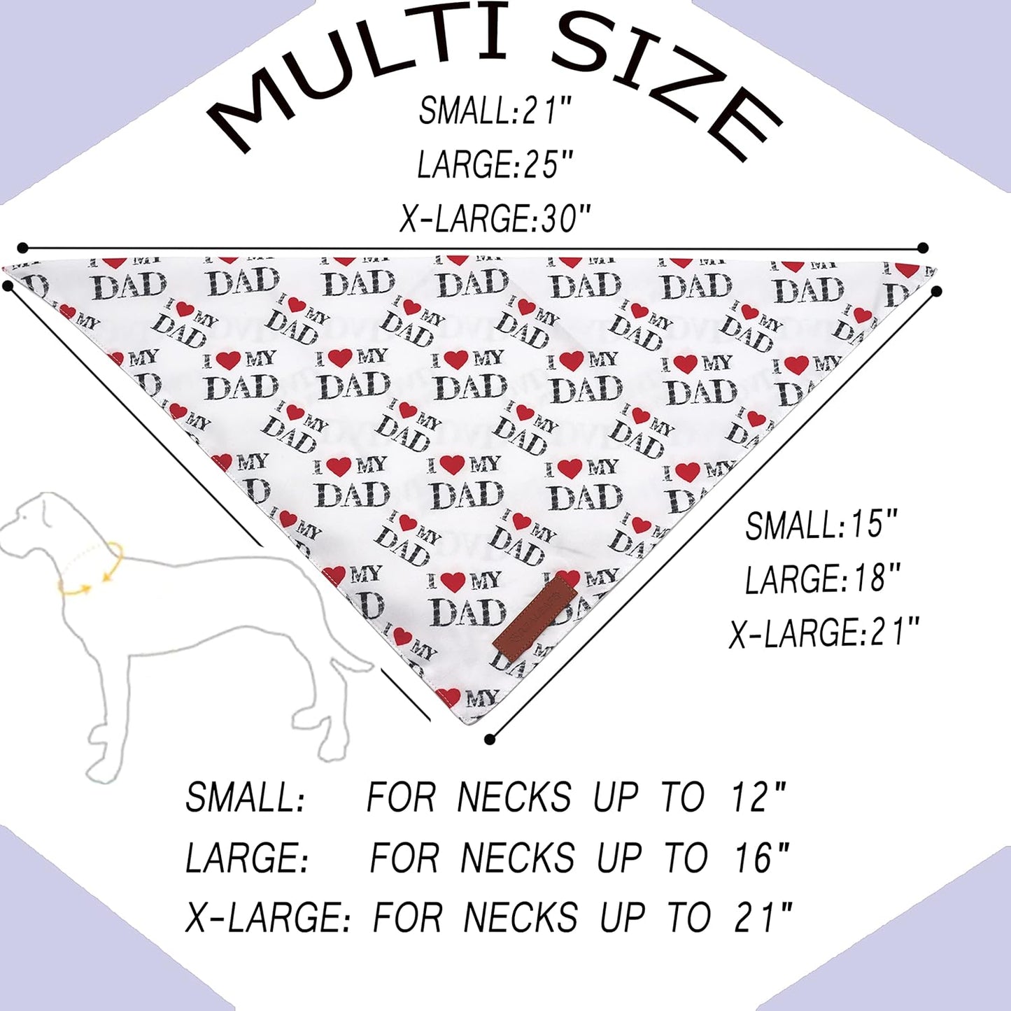 Realeaf Fathers Day Dog Bandanas 2 Pack, Reversible I Love My Dad Pet Scarf for Boy and Girl, Premium Durable Fabric, Bandana for Small Medium Large and Extra Large Dogs (Large)