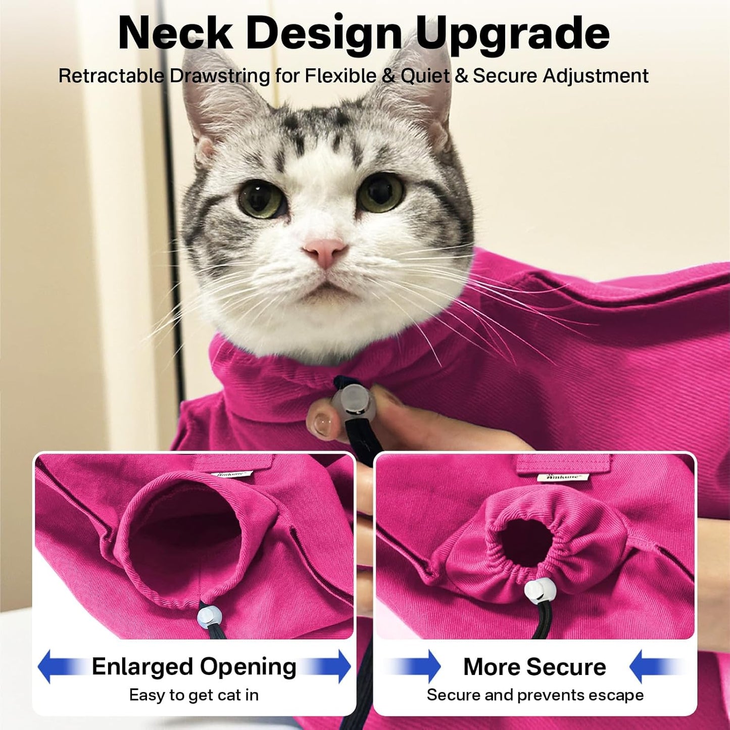 [Cozy Travel] Cat Carrier Pouch, Soft Cat Carrier for Small Cats, Carrying Sack, Restraint Bag for Nail Trimming, Vet Visits, Giving Meds, Dental Care, Car Travel - Magenta Pink