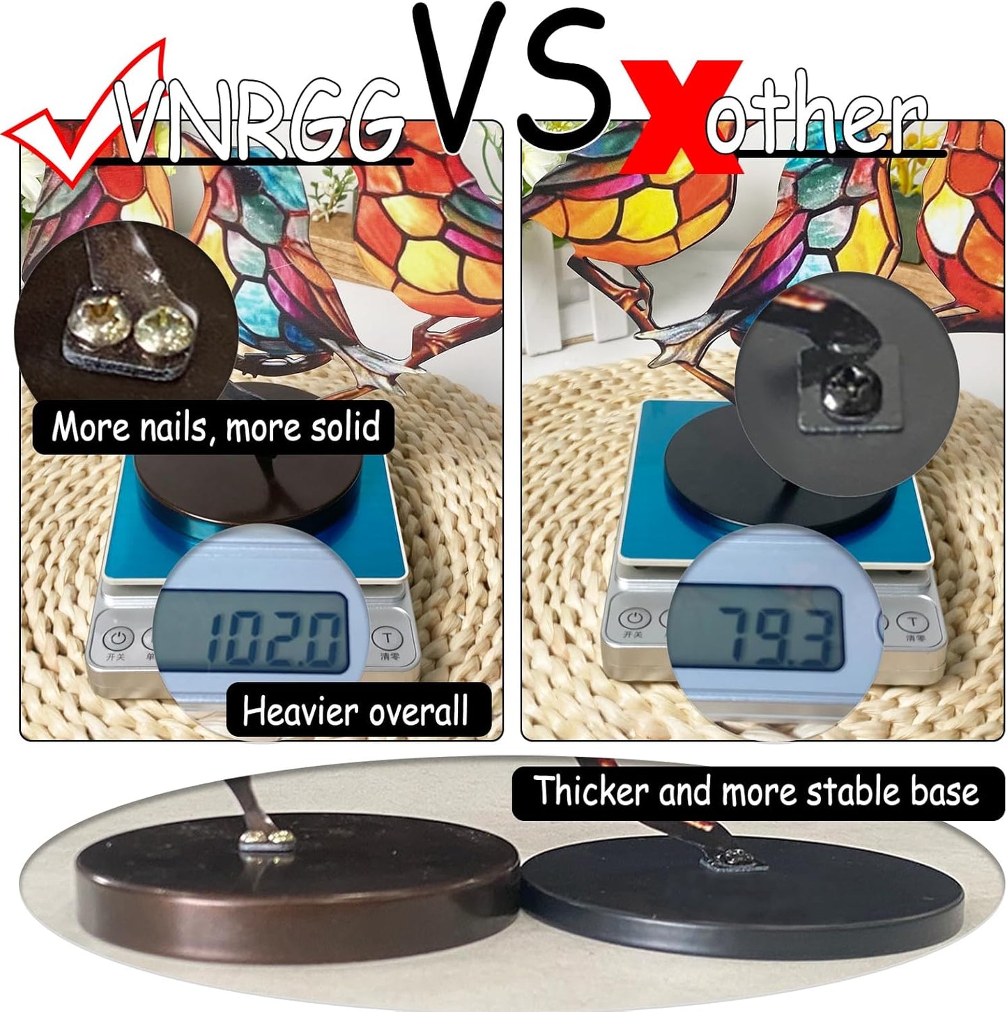 5 Birds on a Branch, Metal Desktop Decorations, Home Bird Decorations for Office, Window, Aviary, Garden, Gifts for Bird Lovers, Boxed Set.