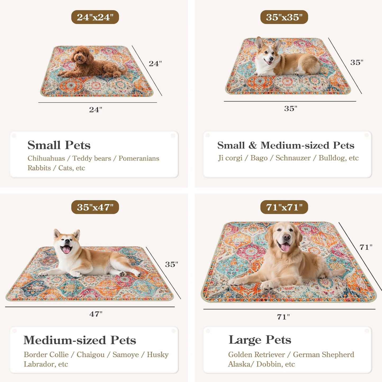 HAOCOO Washable Pee Pads for Dogs, (2 Pack) 3Ft x 3Ft Reusable Puppy Training Pads Super Absorbent Waterproof Whelping Pads,Orange Non-Slip Leakproof Potty Pads for Pet Housebreaking