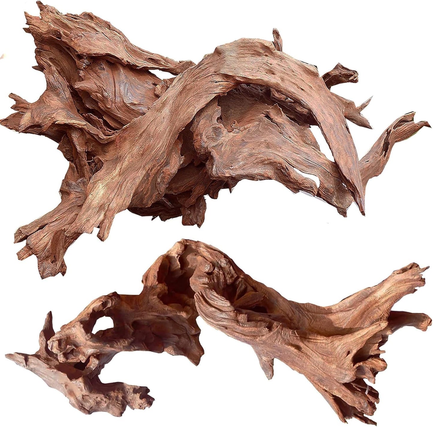 Natural Aquarium Driftwood for Fish Tanks & Reptile Terrariums – Safe Fish Tank Decorations, Unique Twisted Branches 2-Piece 10-14 Inch Low Tannin, Easy to Sink