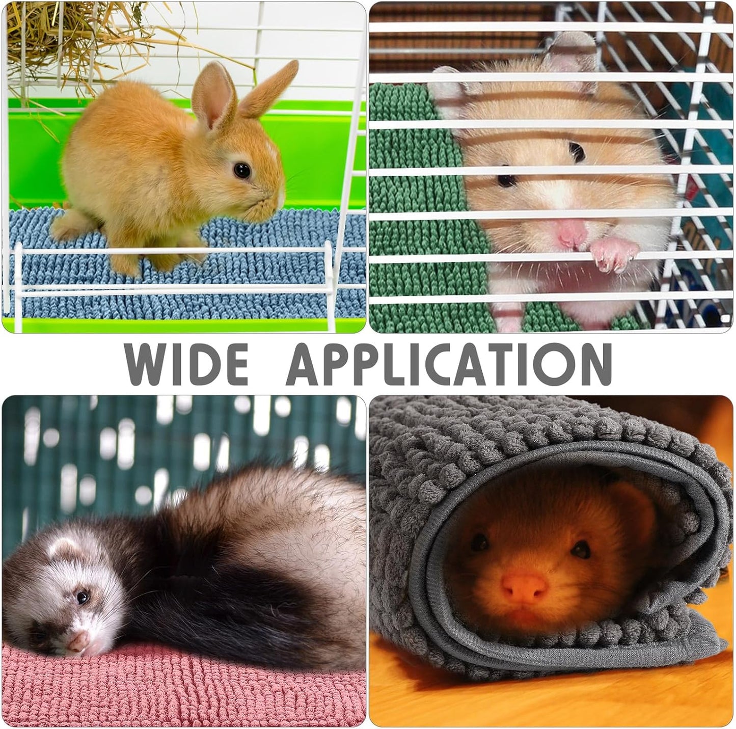Amylove 4 Pcs Guinea Pig Cage Liner Guinea Pig Bedding Washable Fleece Pee Pads Reusable Small Animals Training Mat Small Animal Sleeping Bed for Bunny Hamster(Mixed Colors,12 x 12 Inch)