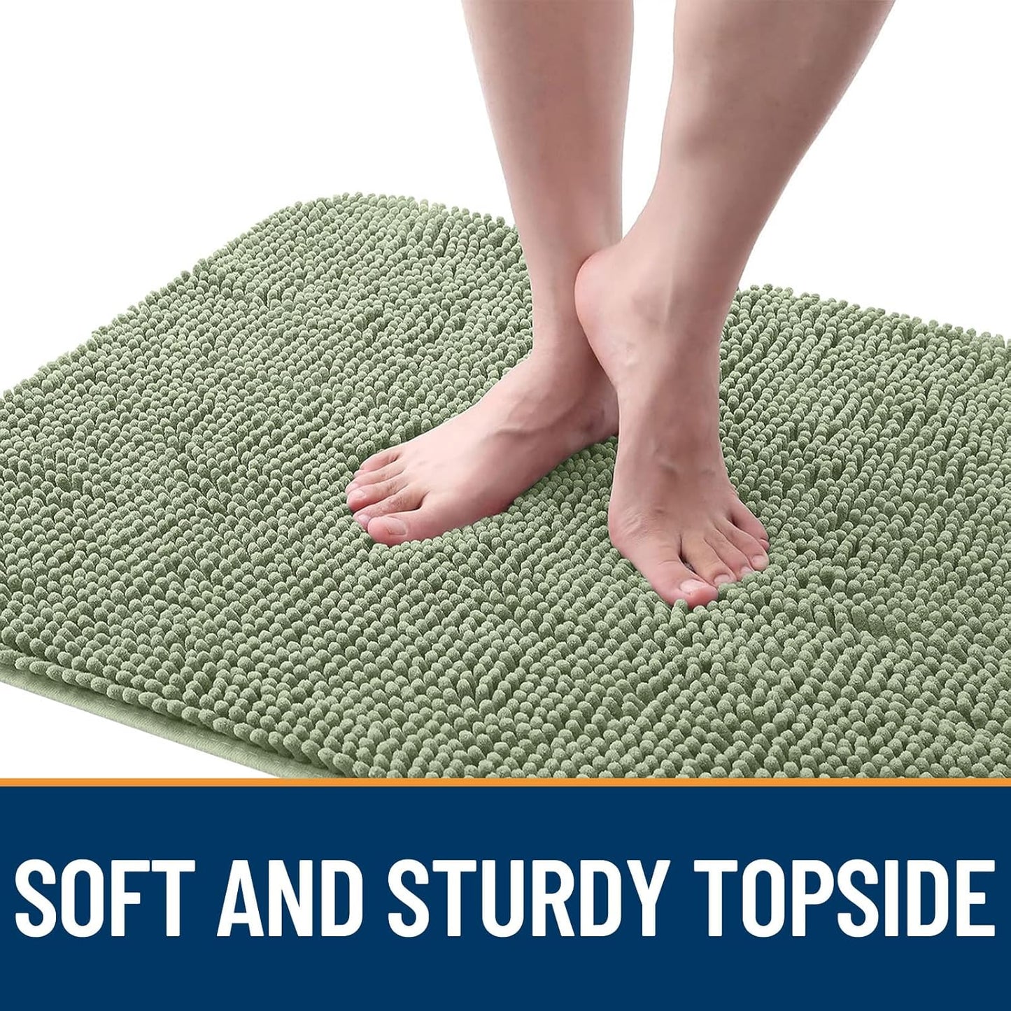 OLANLY Dog Door Mat for Muddy Paws 47x17, Absorbs Moisture and Dirt, Absorbent Non-Slip Washable Doormat, Quick Dry Chenille Mud Mat for Dogs, Entry Indoor Entryway Carpet for Inside Floor, Sage Green