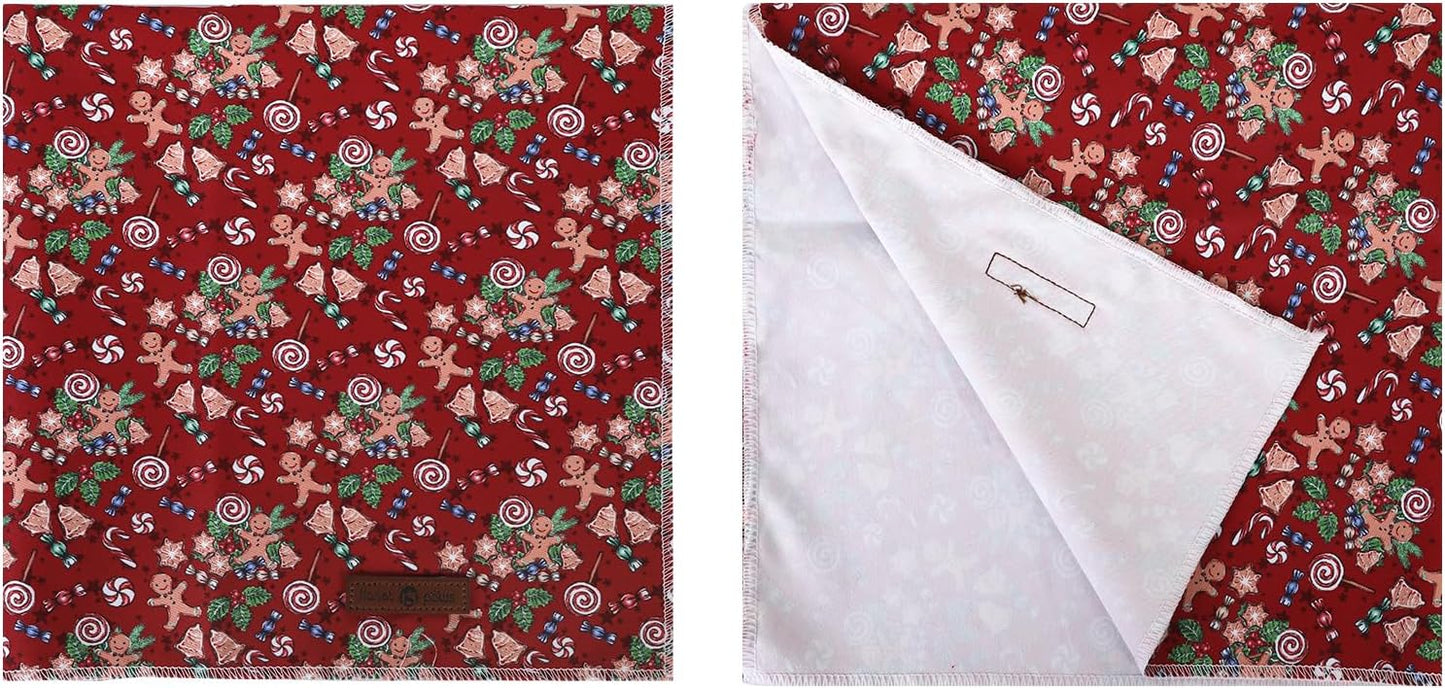 lionet paws Christmas Dog Bandana,Christmas Gingerbread Man Fabric Dogs Kerchief for Medium Large Dogs,Dog Cotton Red Triangle Bibs Scarf for Girl Boy