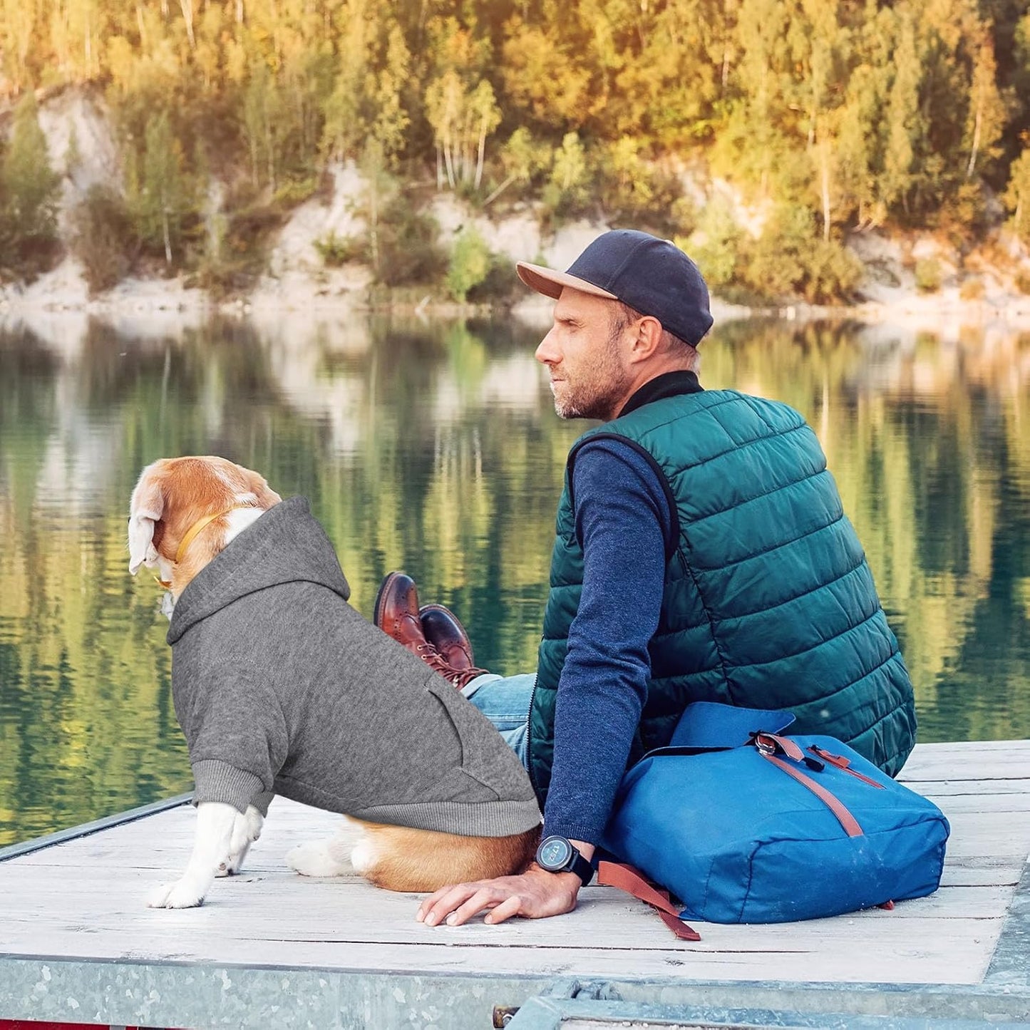 Dog Sweaters for Medium Dogs Dog Hoodie Dog Sweater Solid Soft Brushed Fleece Dog Clothes Dog Hoodie Sweatshirt with Pocket(Grey-M)