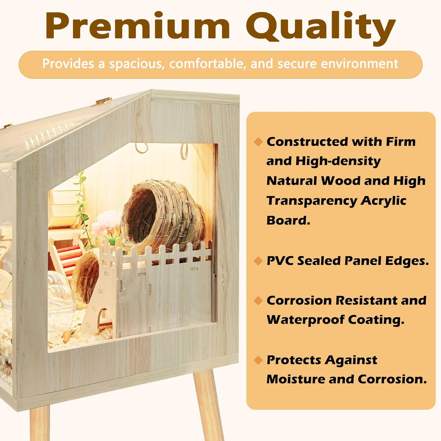 Prolee Hamster Cage with Legs, Guinea Pig Cages Chew Proof, Hamster House, Hamster Cages and Habitats, 48" L x 20" W x 47.6" H