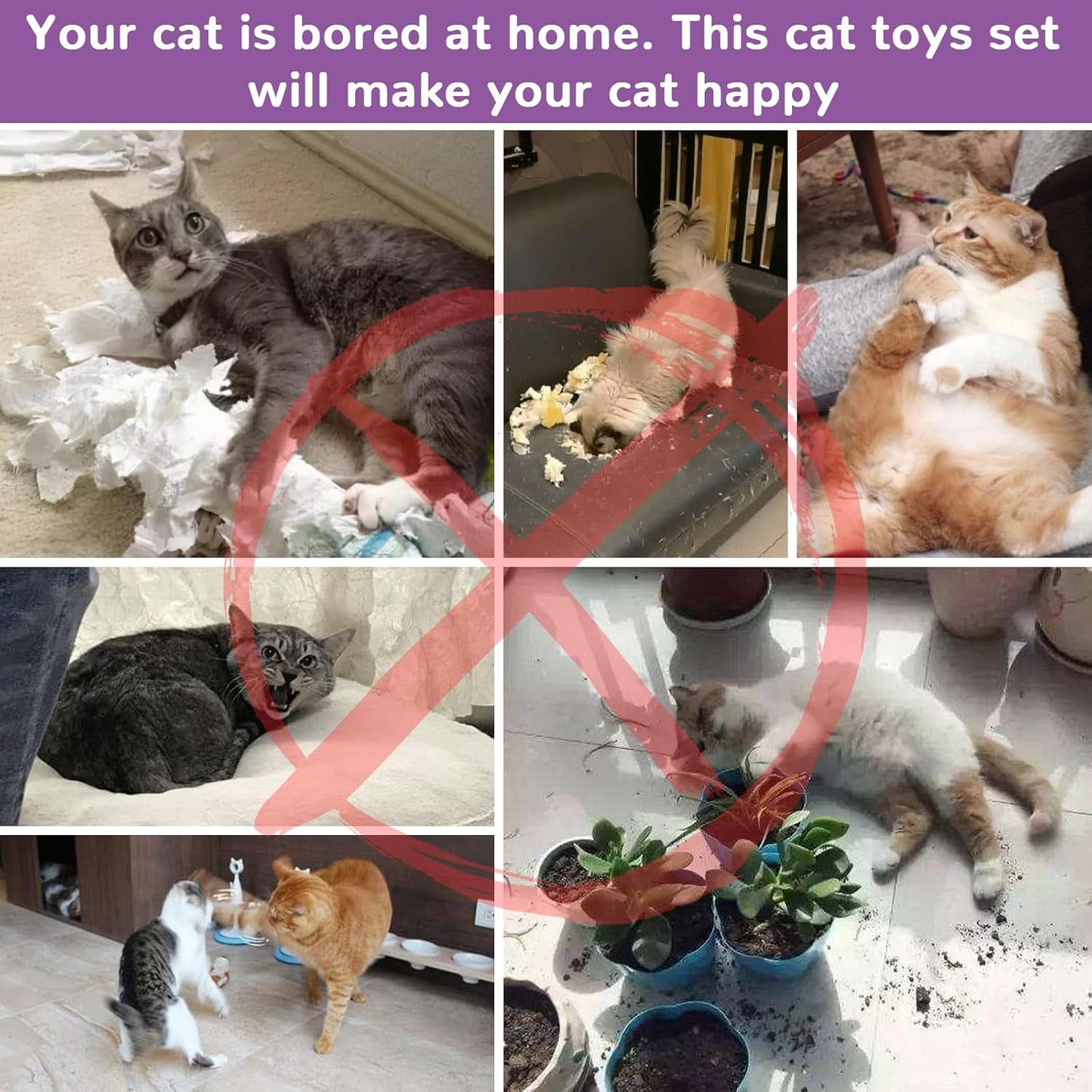 Retro Shaw Cat Tunnels with Cat Toys Pack, Interactive Kitten Toys for Indoor Cats Kitty, Kitten Tube Tent Feather Wand Teaser Bell Fuzzy Ball Springs Mouse (25 Pcs Extra Large Cat Tunnel Toys Set)