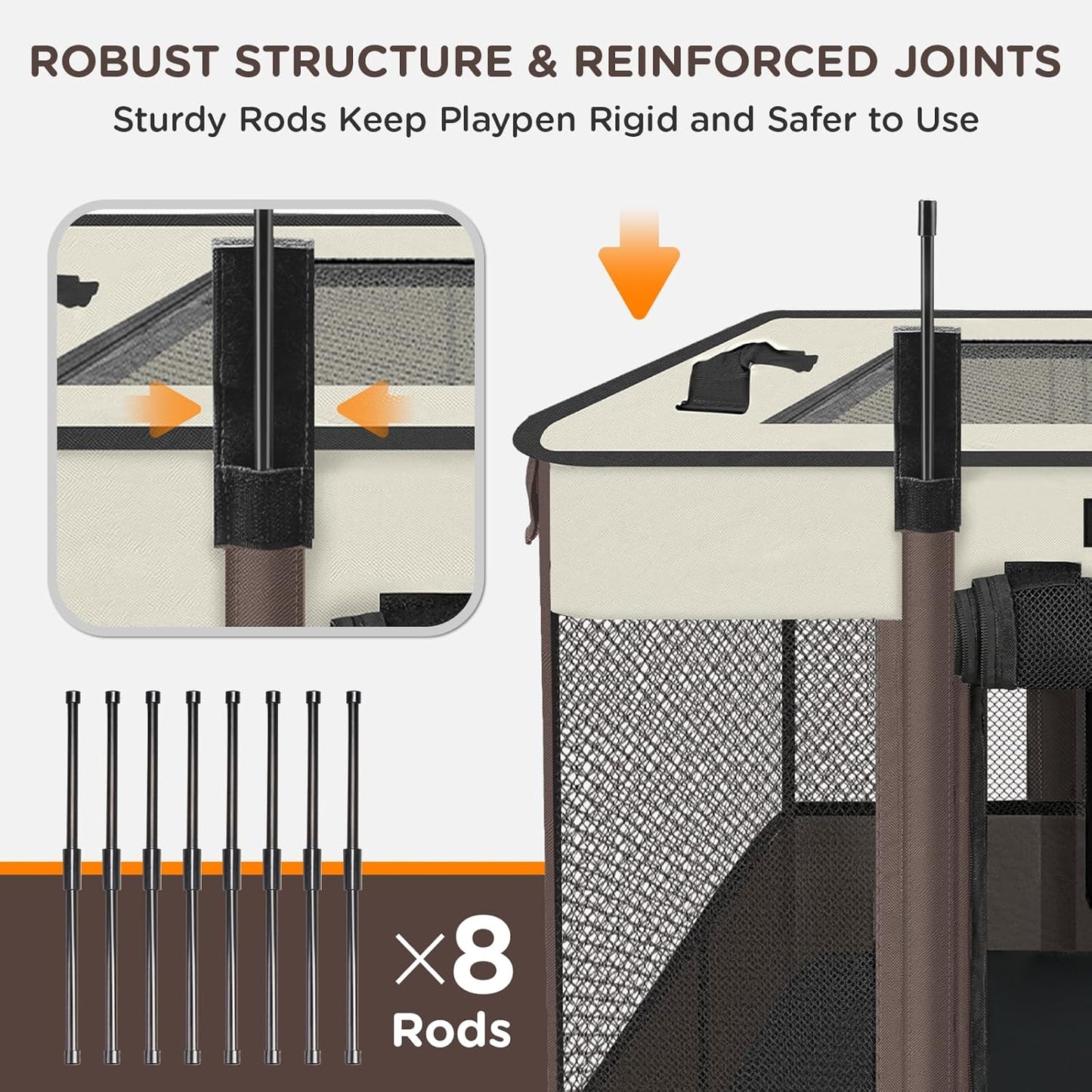 Foldable Pet Kitten Playpen, Upgrade Waterproof Portable Cat Dog Playpen Kennel Tent for Small Dog Cat, Removable Shade Cover, Indoor Outdoor Use for Small Pet, Brown