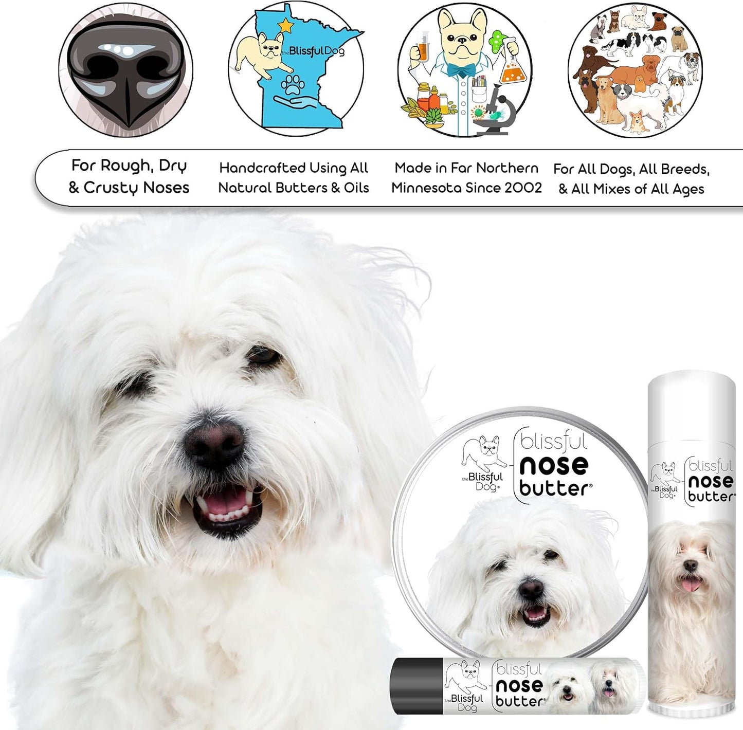 The Blissful Dog Coton De Tulear Unscented Nose Butter, 0.15-Ounce