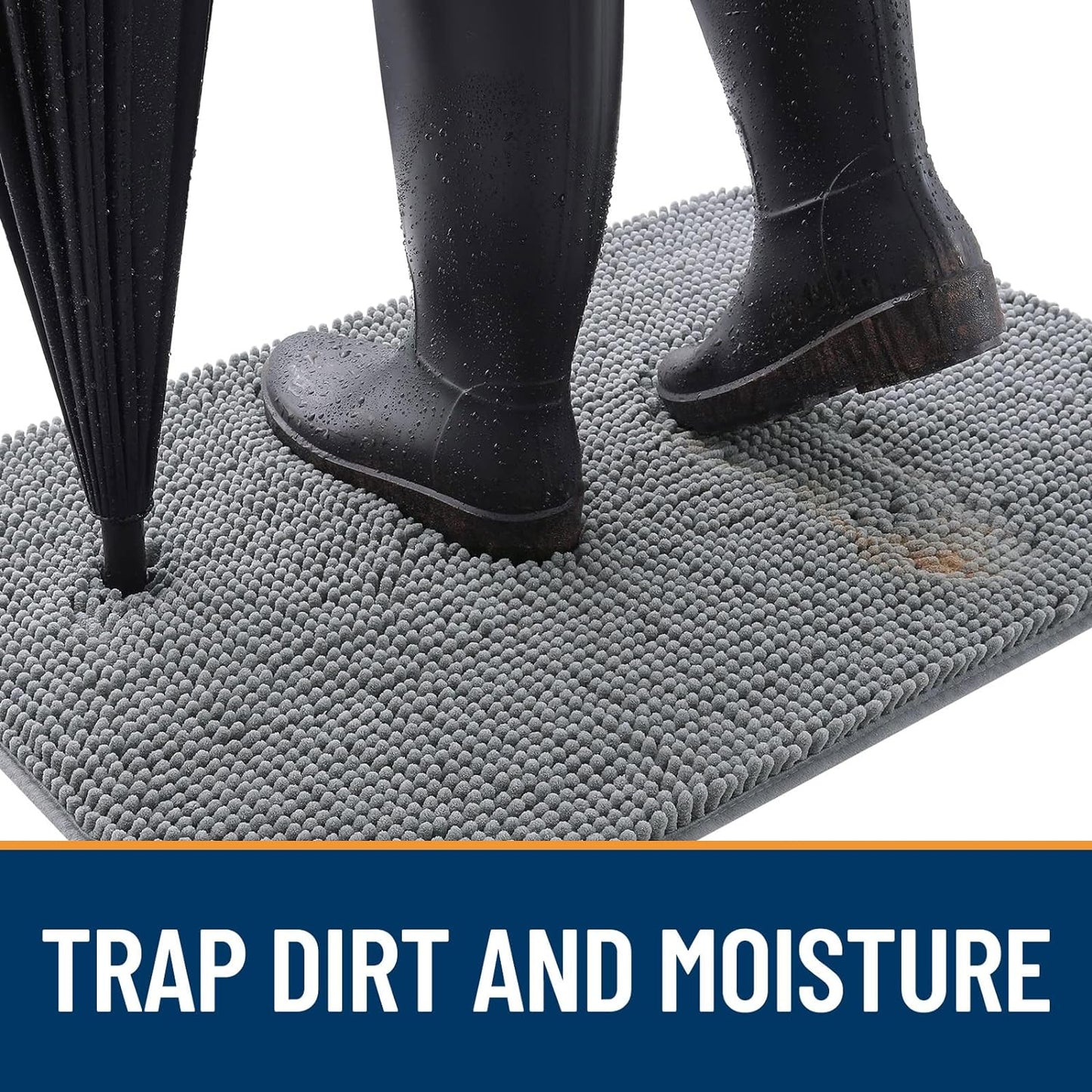 OLANLY Dog Door Mat for Muddy Paws 59x24, Absorbs Moisture and Dirt, Absorbent Non-Slip Washable Doormat, Quick Dry Chenille Mud Mat for Dogs, Entry Indoor Entryway Carpet for Inside Floor, Grey