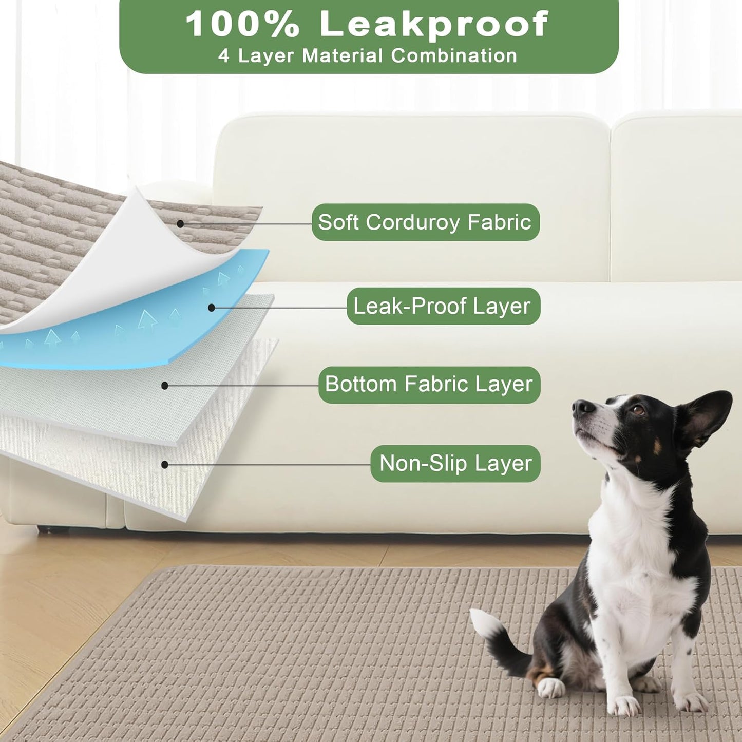 Washable Pee Pads for Dogs, 2 Pack Reusable Puppy Pads Dog Pads, Non-Slip Dog Pee Pads, Leakproof Pet Pee Pads Wee Wee Pads for Dogs. (Brown, 24"x36"(Pack of 2))