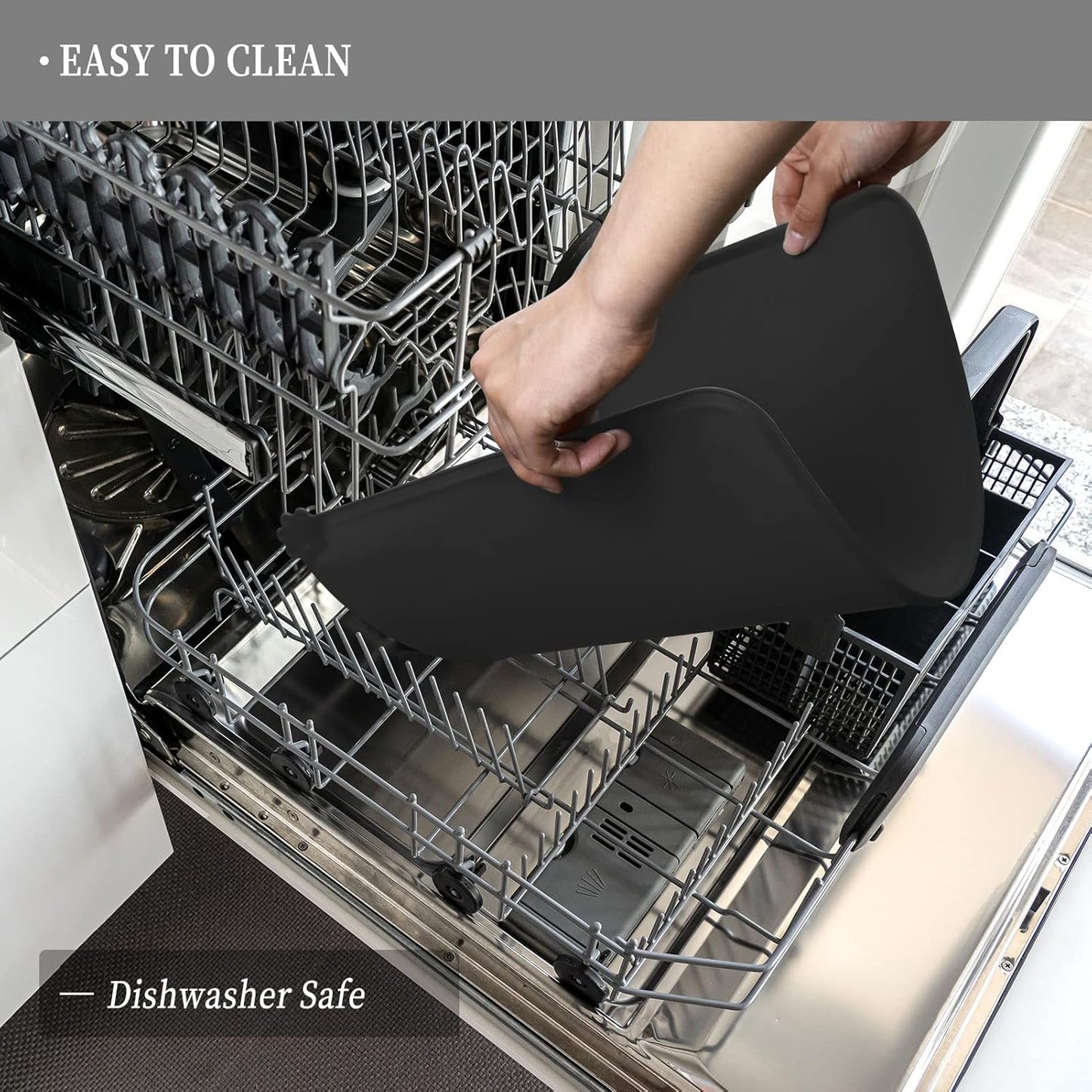 Waterproof Pet Feeding Mat with High Raised Edges, Heavier and Thicker Placemats for Cat Dog Water Bowl with BPA Free, Dogs Cats Food Mats for Messy Drinkers to Prevent Spill and Protect Floors