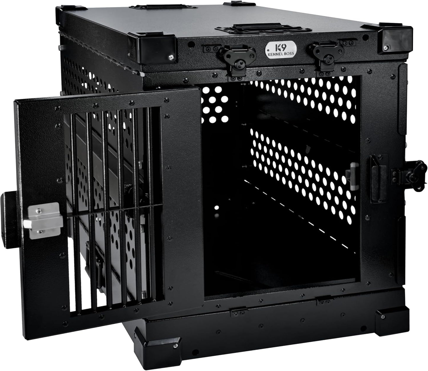 Heavy Duty Fully Collapsible Powder-Coated Aluminum Dog Crate - Small (Black)