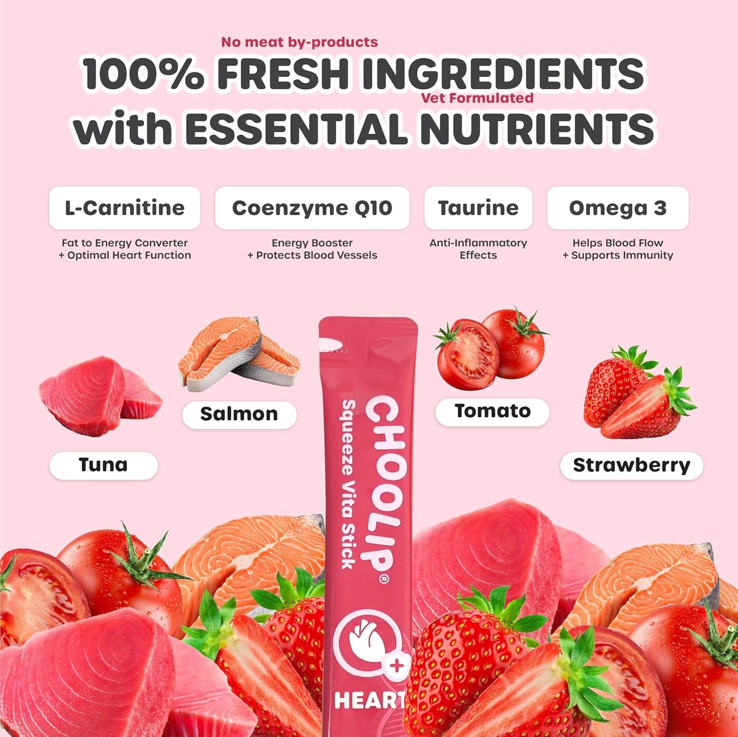 Grab & Go Squeeze Vita Stick Lickable Treats for Dogs & Cats. 49 Heart Support Sticks with Essential multivitamins. Soft and Tasty Paste for All Life Stages, Supporting Heart Health